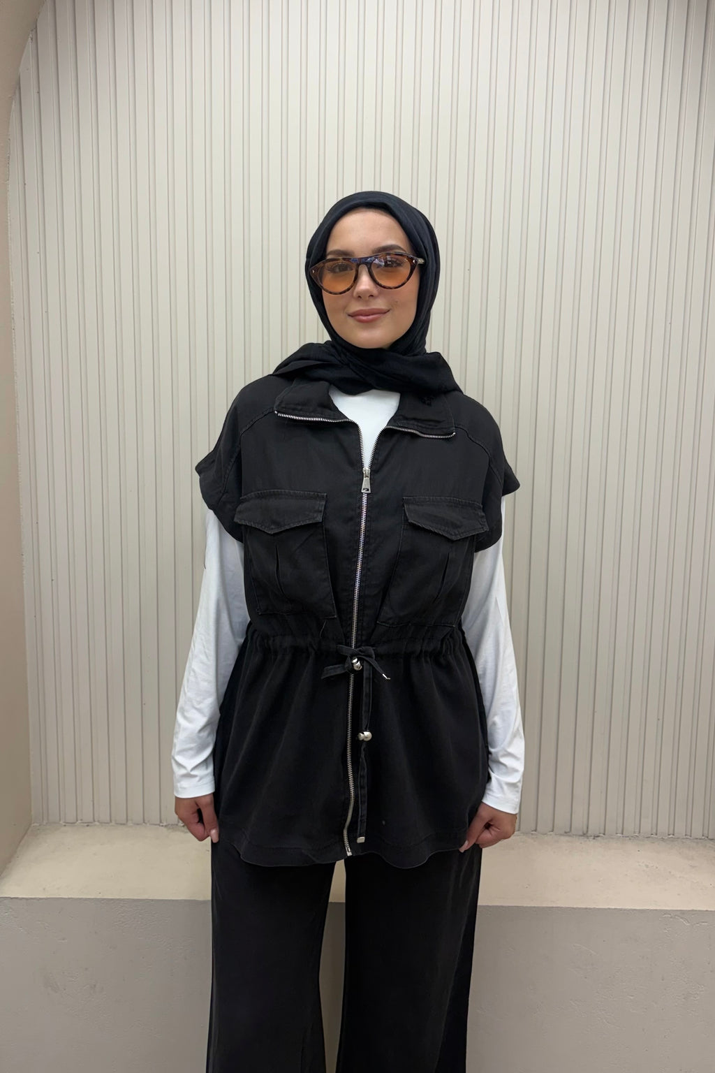 Yelekli Tensel Denim Takım