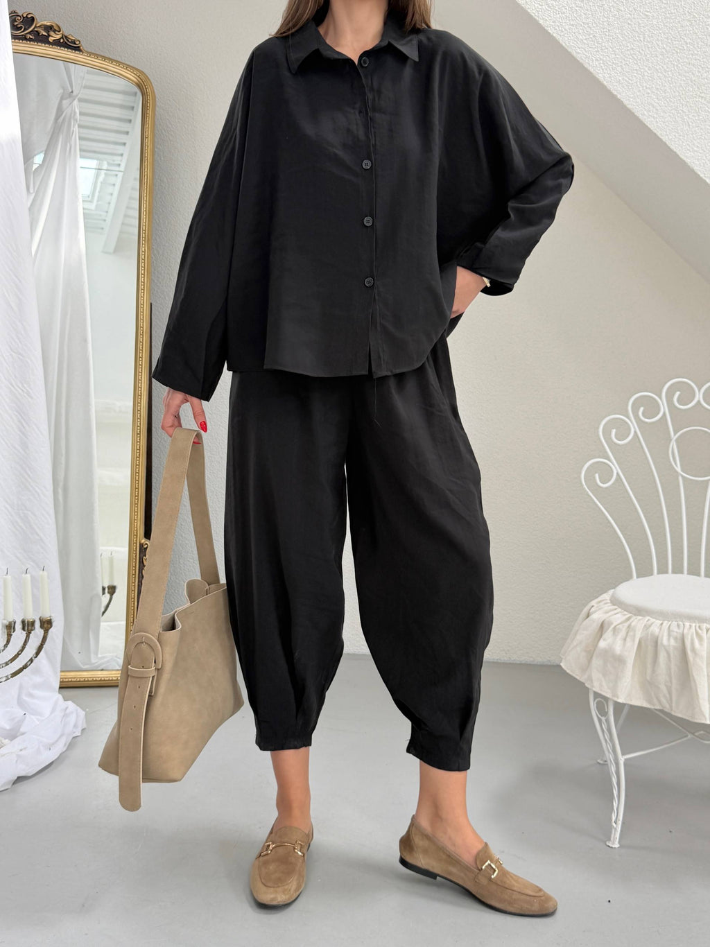 Modal Oversize Şalvarlı Takım