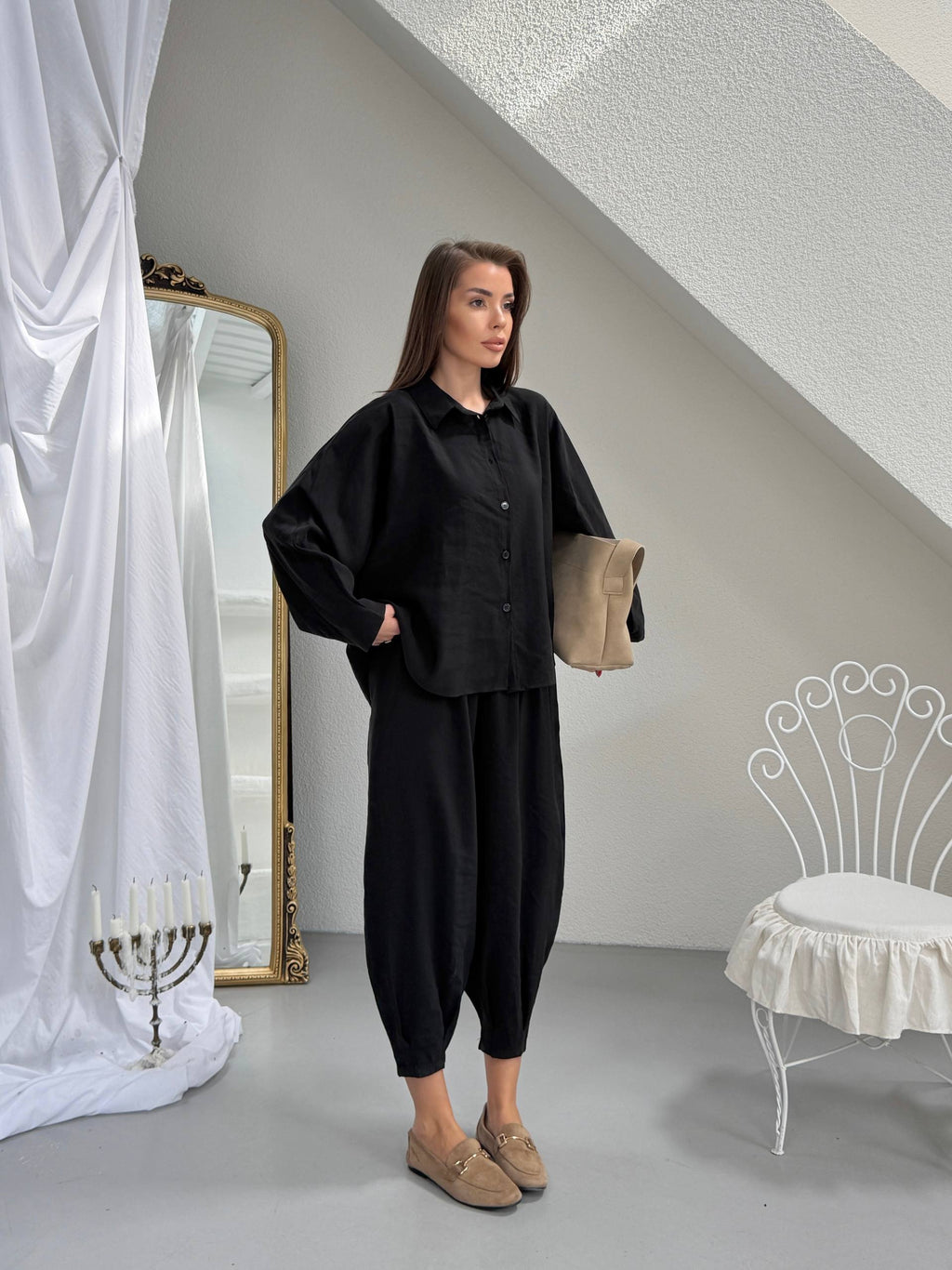 Modal Oversize Şalvarlı Takım