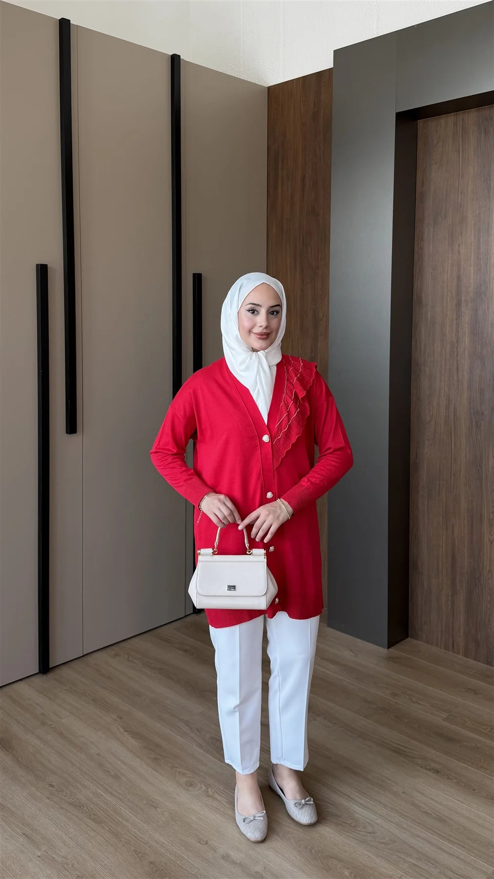 Kalp Düğmeli Merserize Hırka