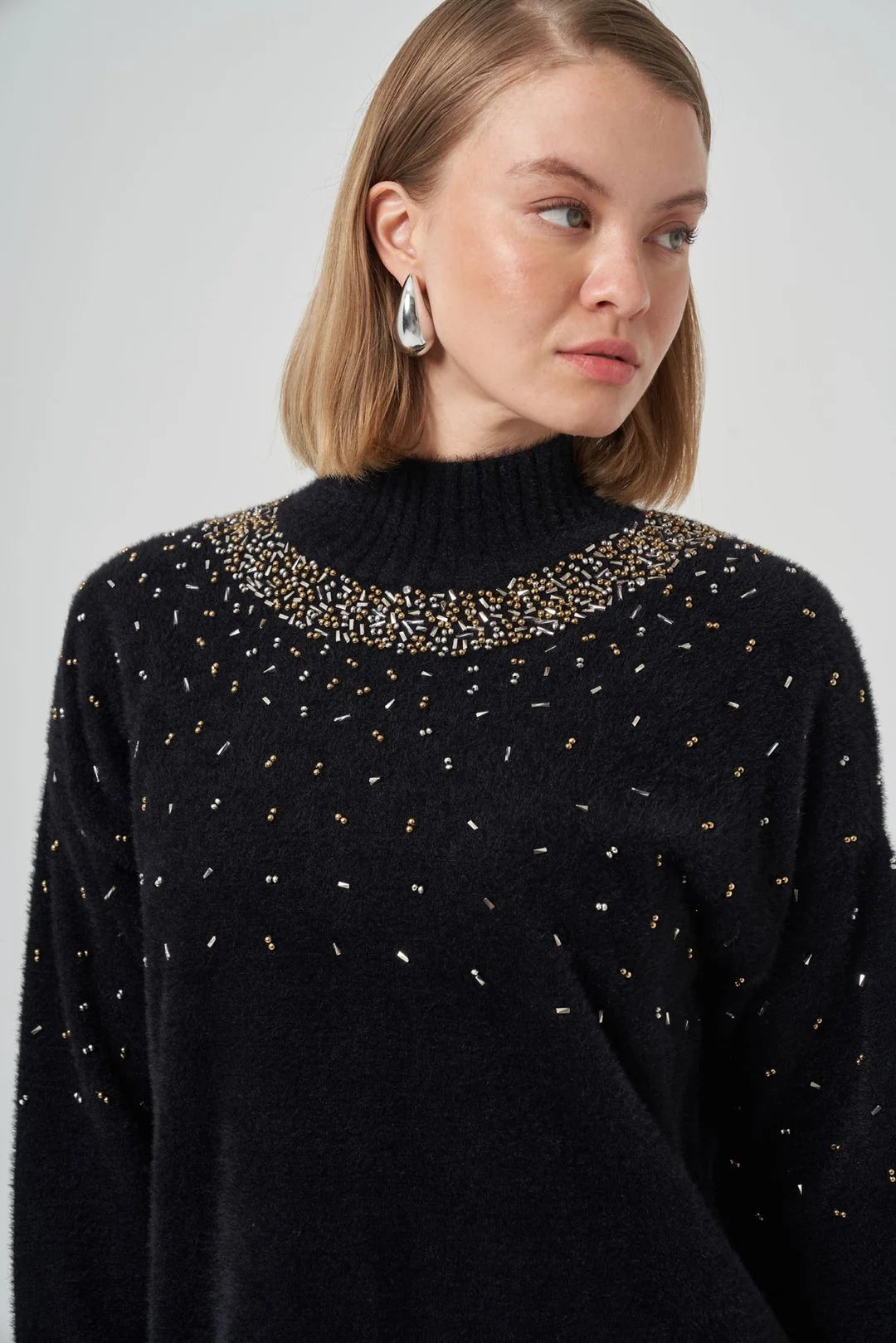 Nuss 7003 Taş Detaylı Angora Kazak