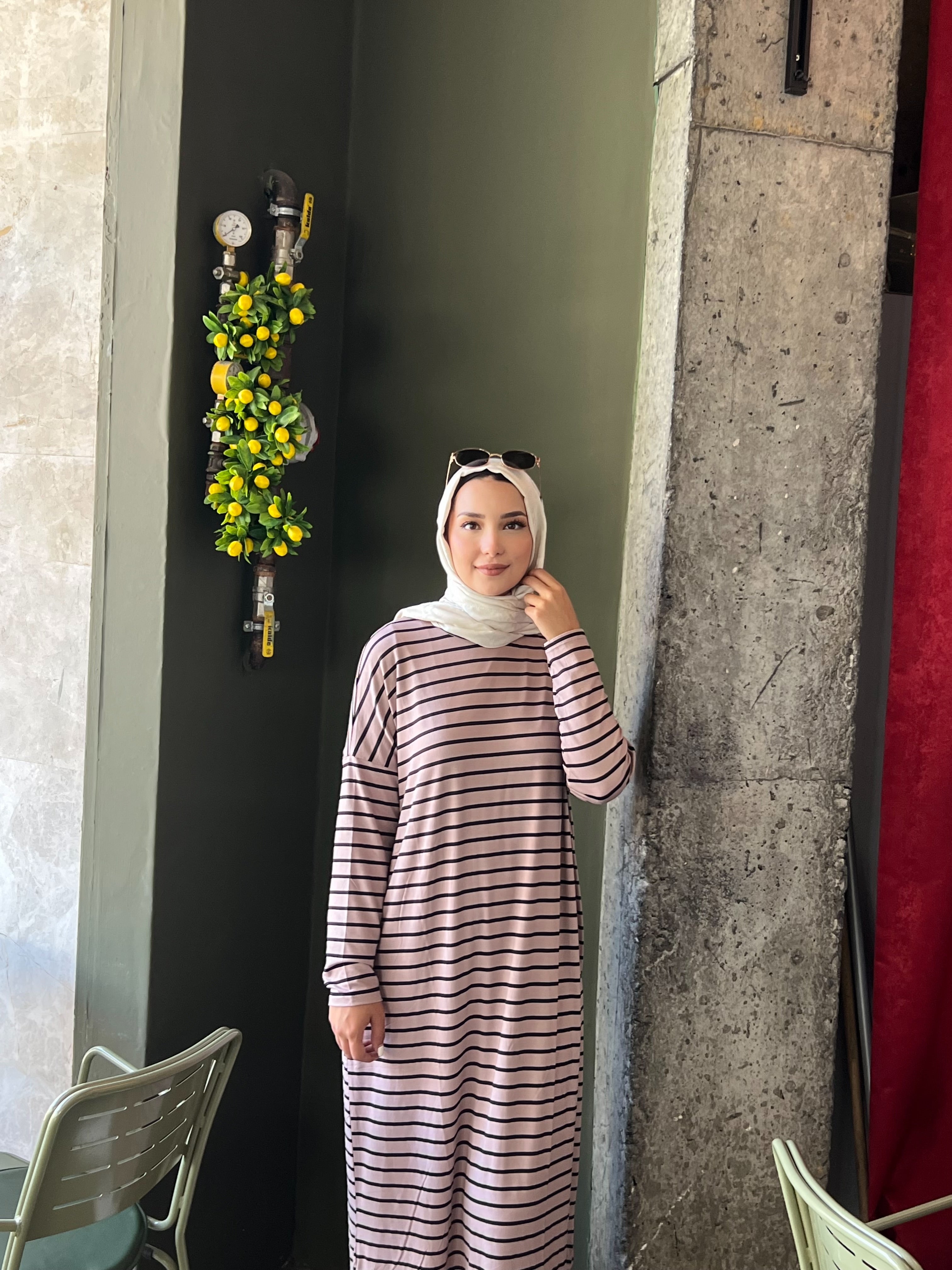 Penye Çizgili Elbise
