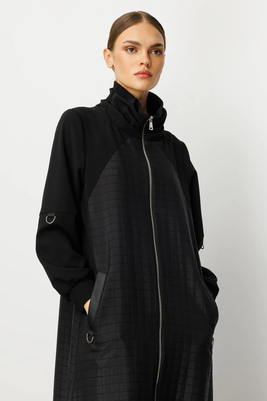 Micca Kare Jakar Krep Doku Mix Astarlı Mevsimlik Spor Trench