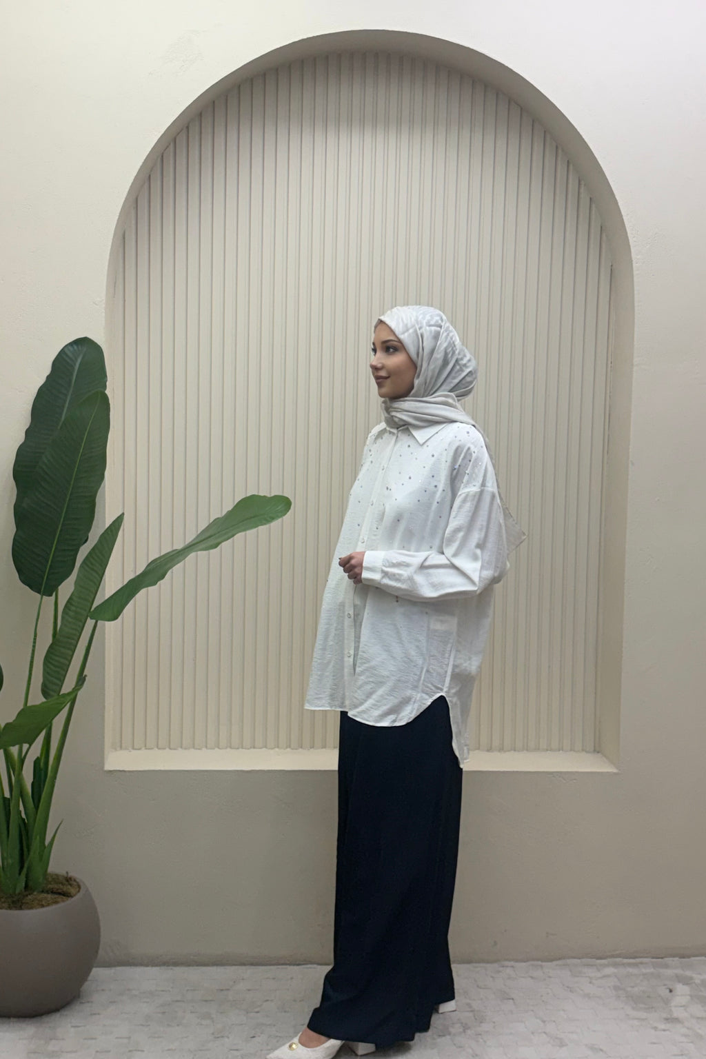 Taşlı Oversize Gömlek