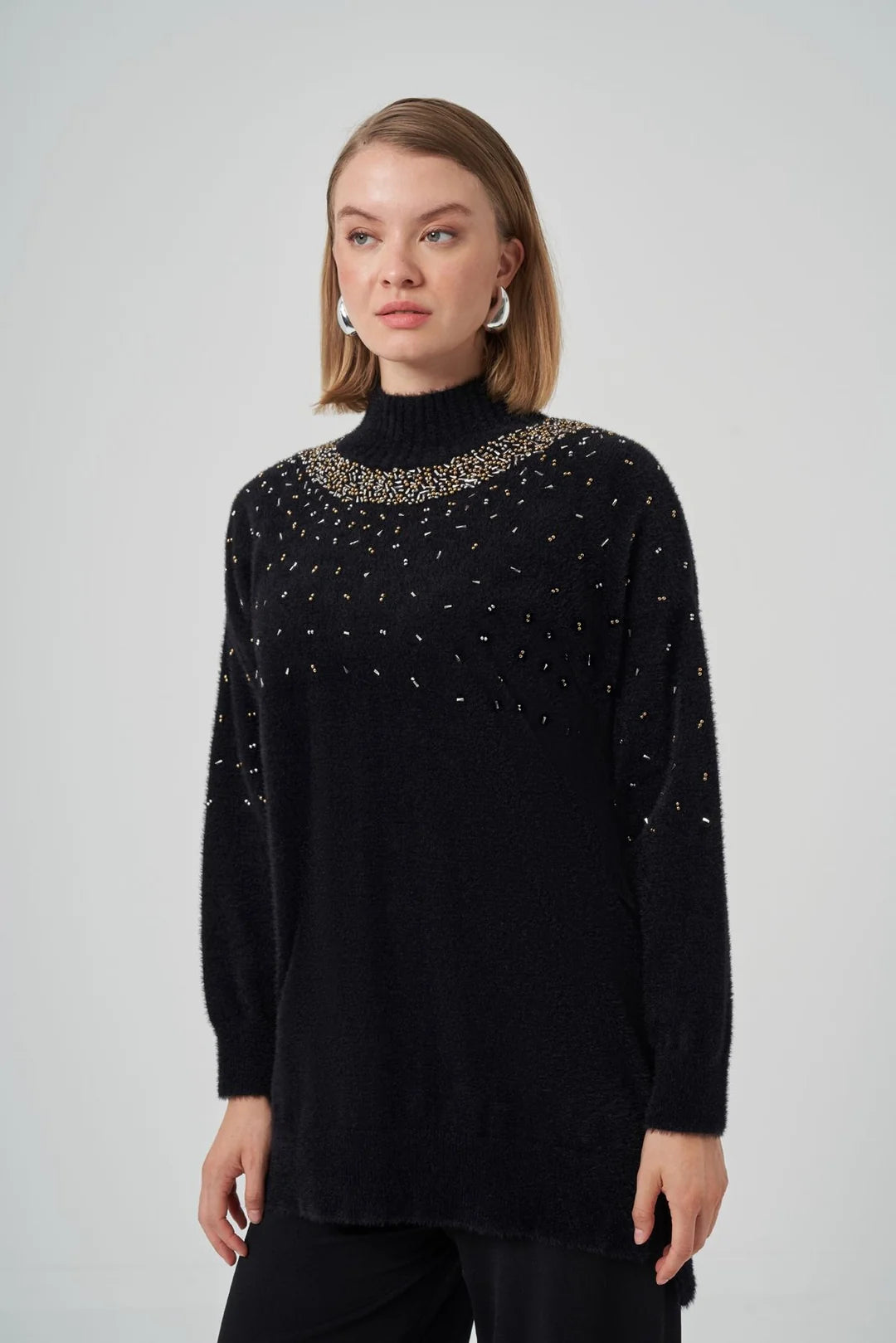 Nuss 7003 Taş Detaylı Angora Kazak