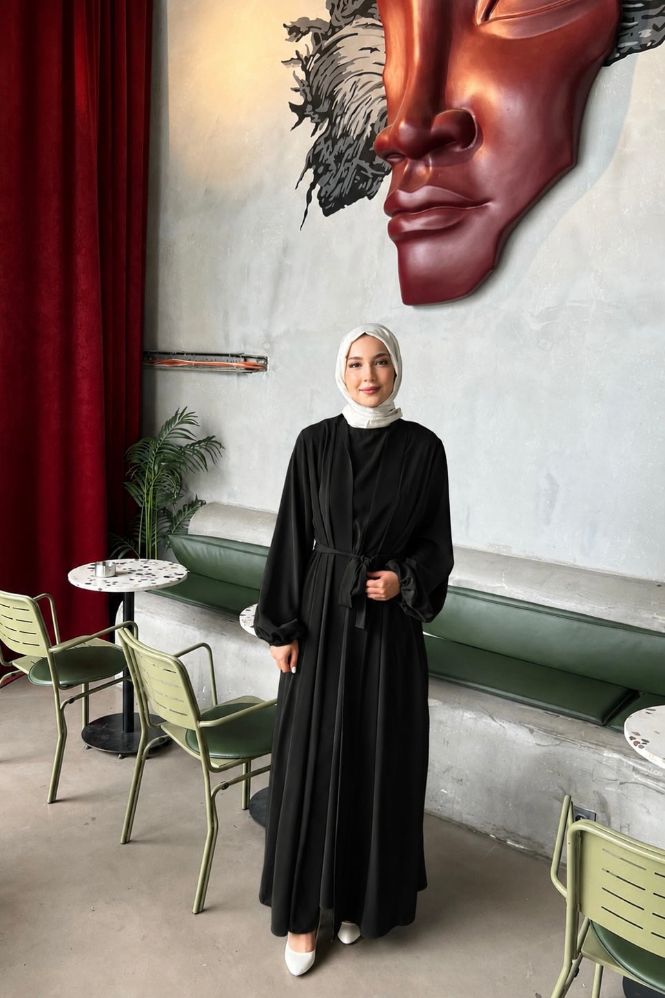 İkili Özel Dökümlü Abaya Takım