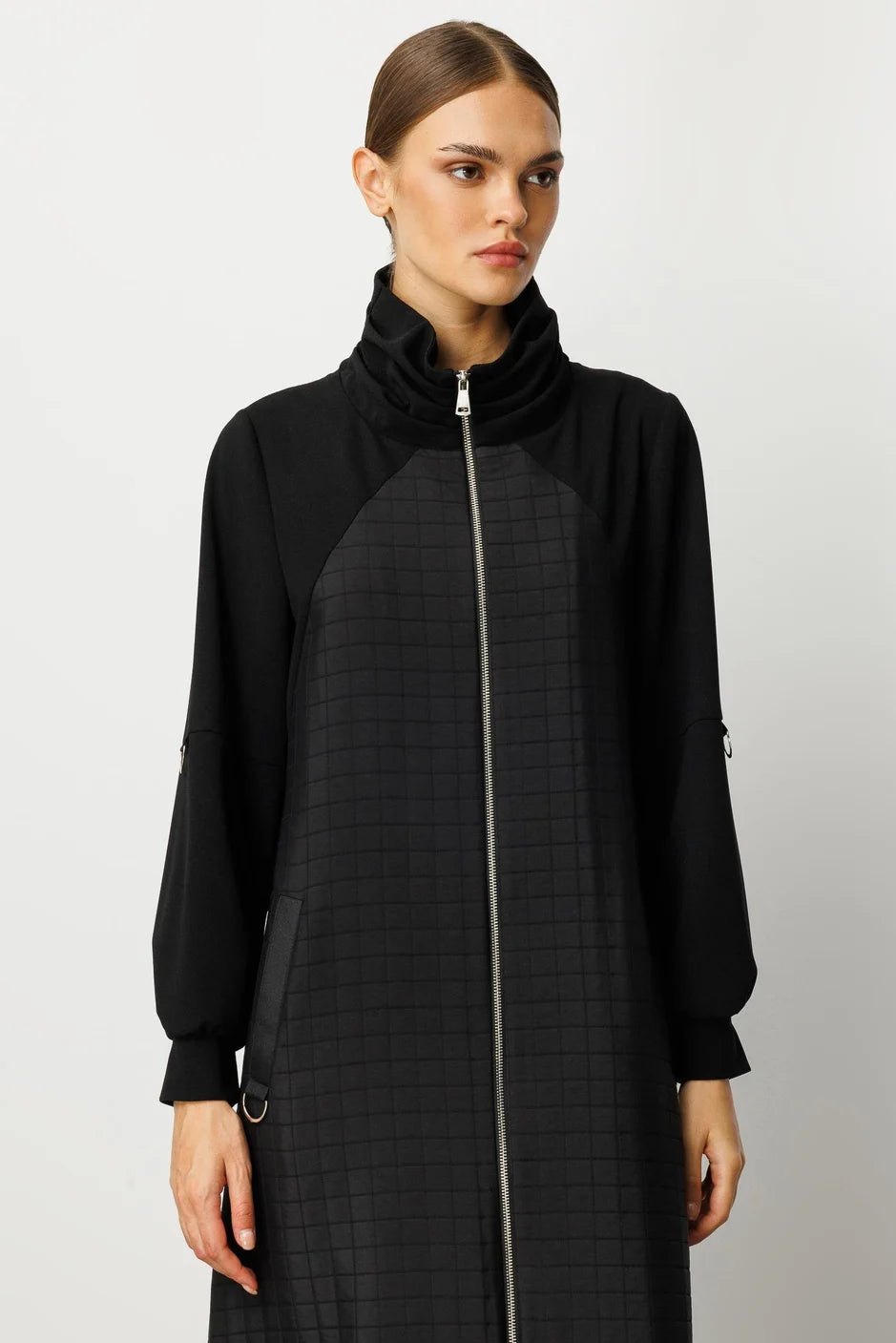 Micca Kare Jakar Krep Doku Mix Astarlı Mevsimlik Spor Trench