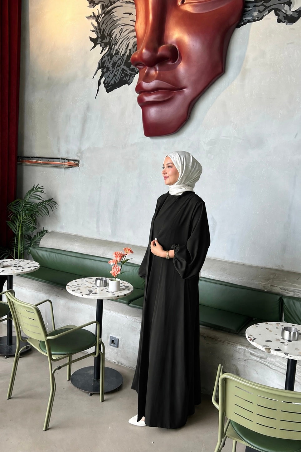 İkili Özel Dökümlü Abaya Takım