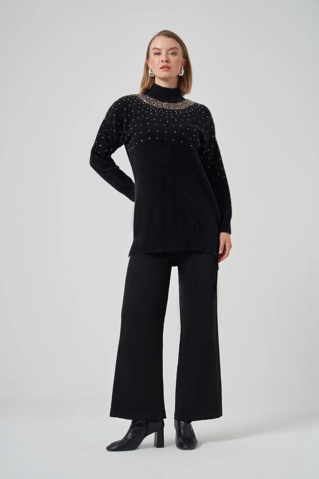 Nuss 7003 Taş Detaylı Angora Kazak