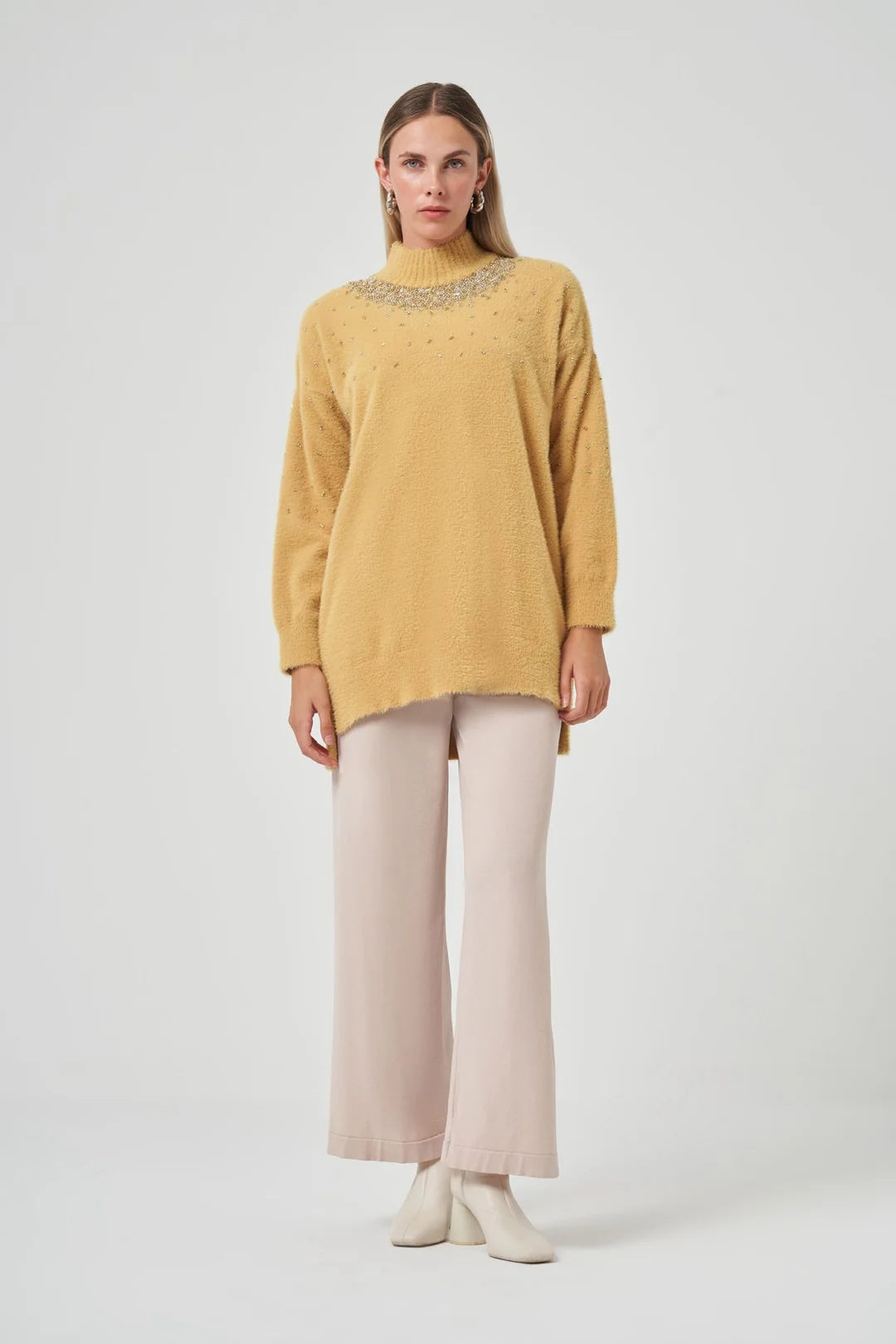 Nuss 7003 Taş Detaylı Angora Kazak