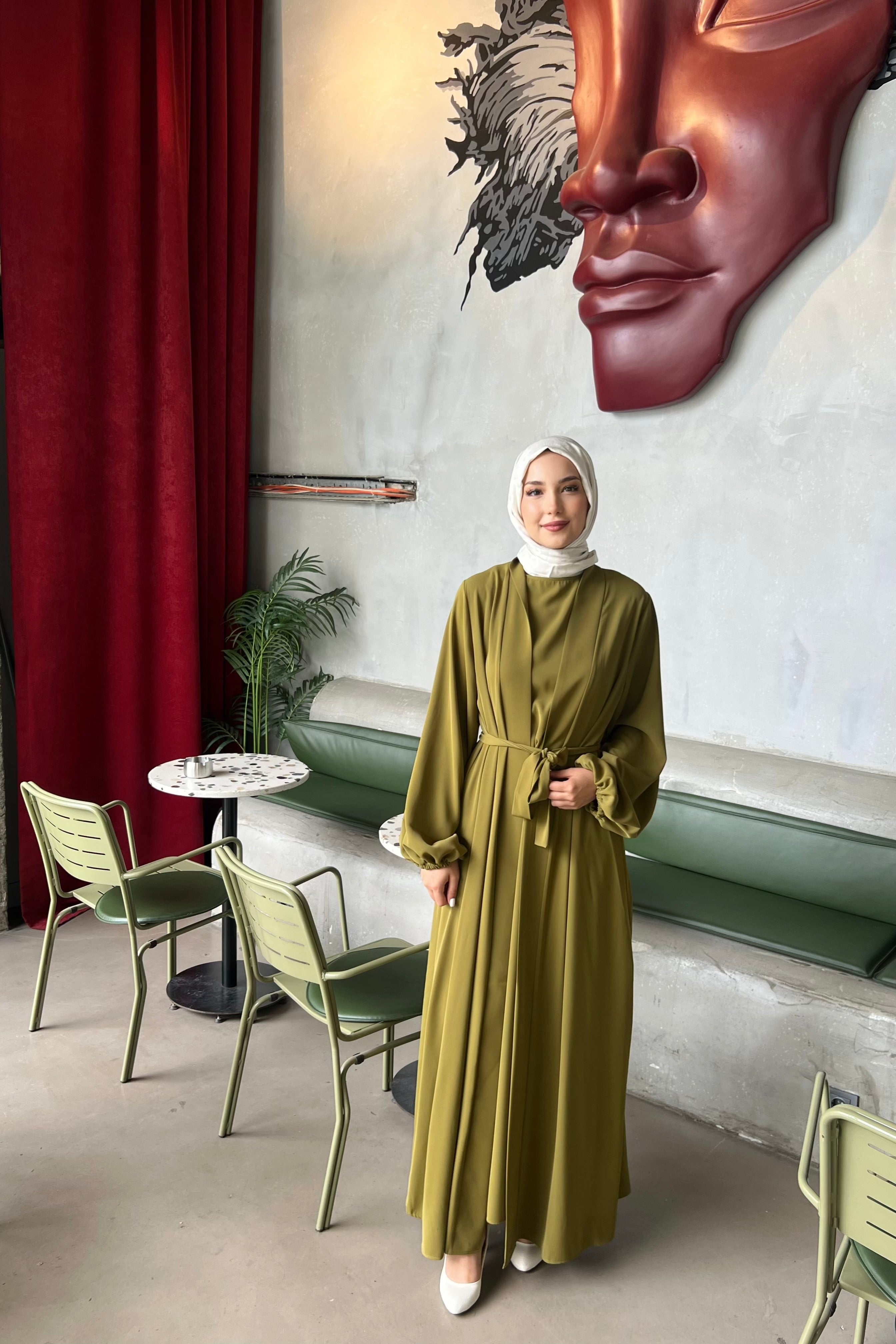 İkili Özel Dökümlü Abaya Takım