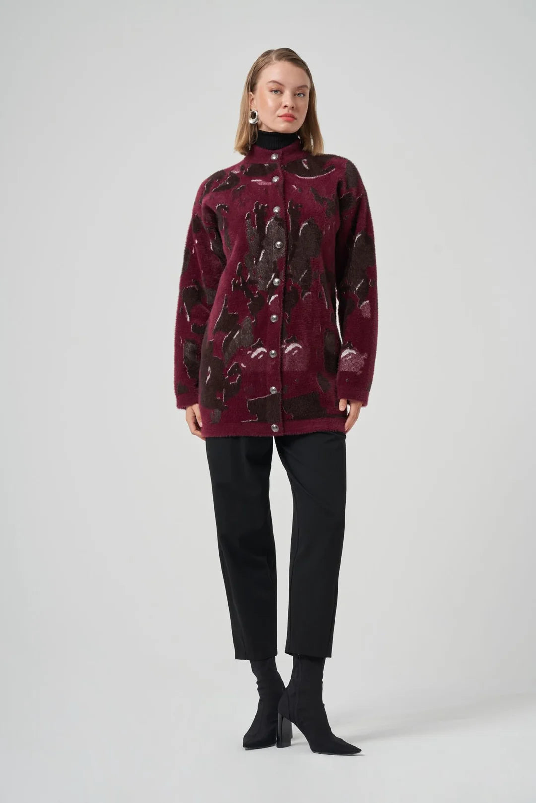 Nuss 7006 Angora Desenli Hırka