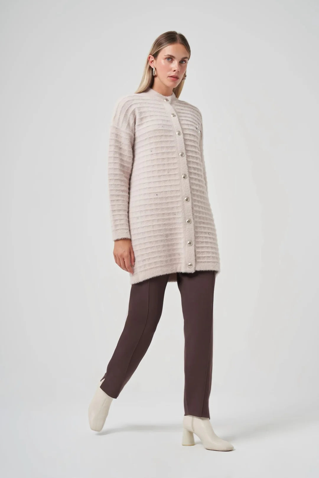 Nuss 7010 Serpme Taş İşlemeli Hırka