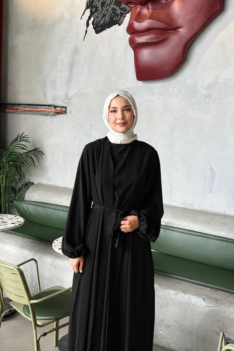 İkili Özel Dökümlü Abaya Takım