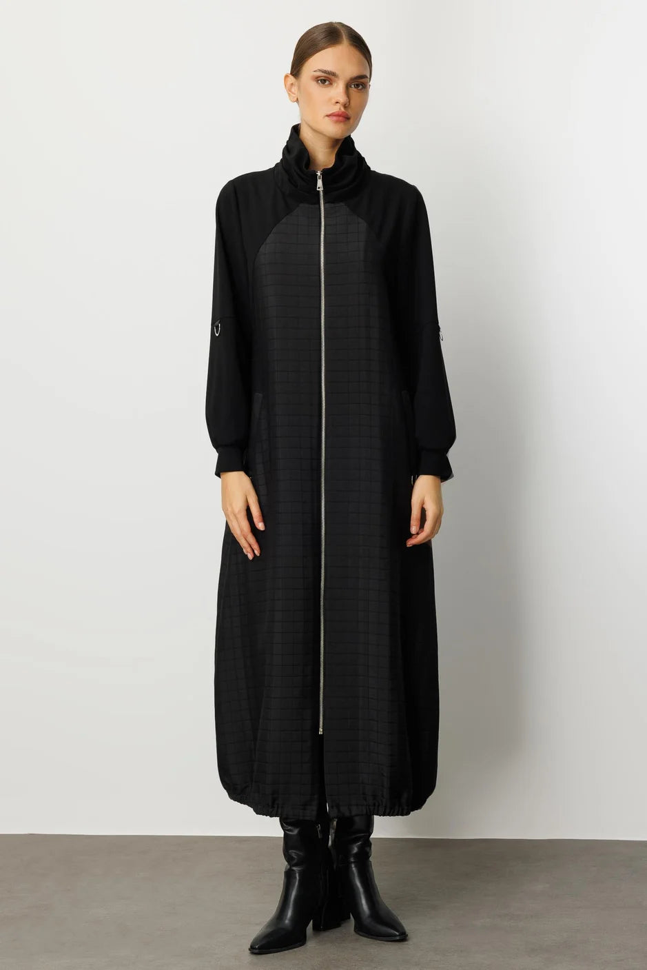 Micca Kare Jakar Krep Doku Mix Astarlı Mevsimlik Spor Trench