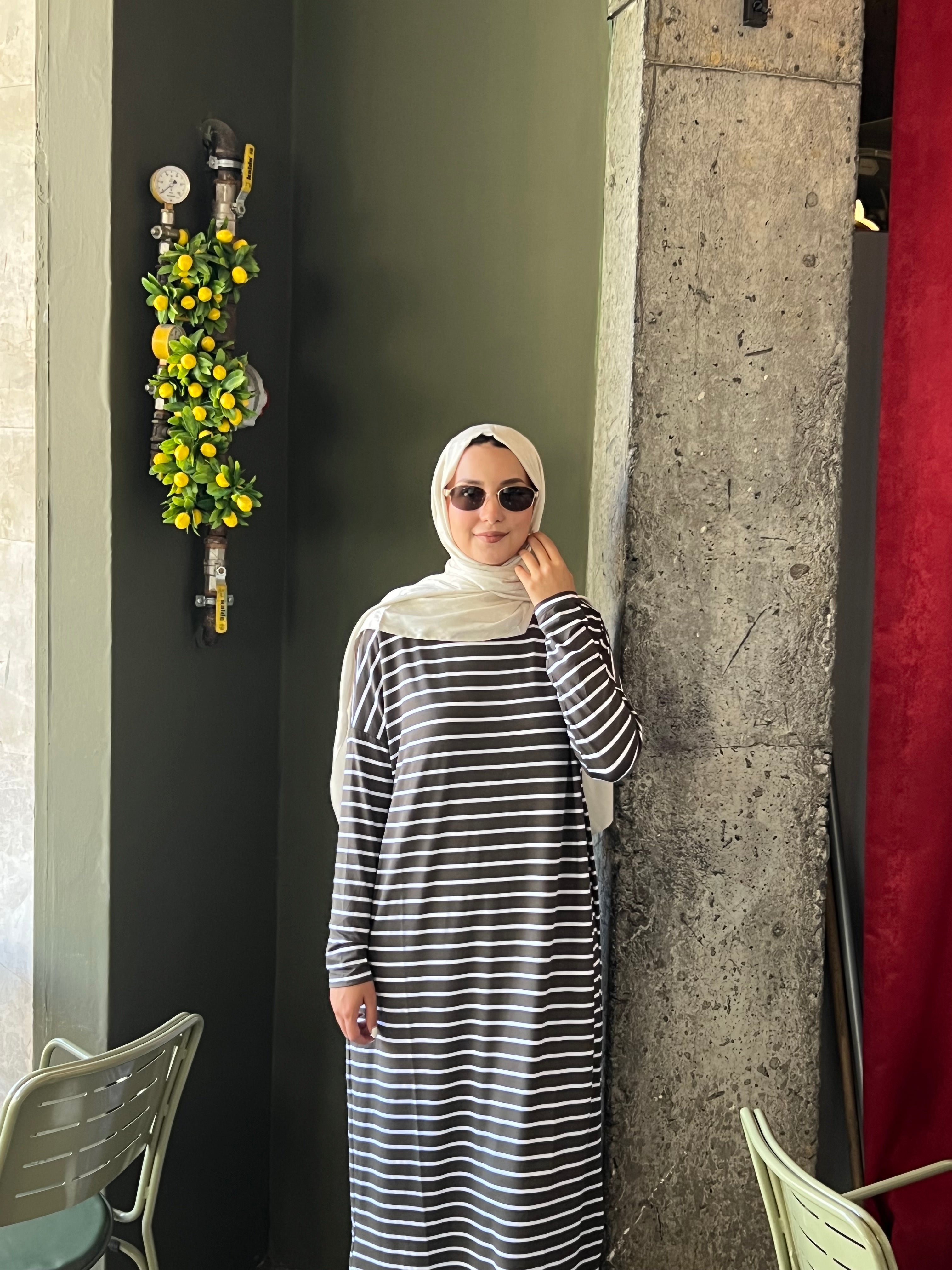 Penye Çizgili Elbise