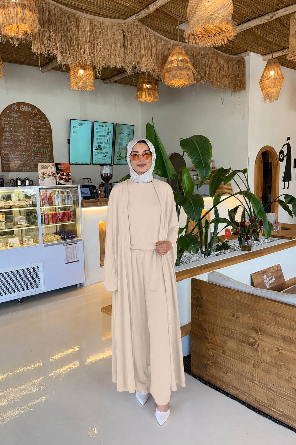 Oysho Spor Üçlü Abaya Takım