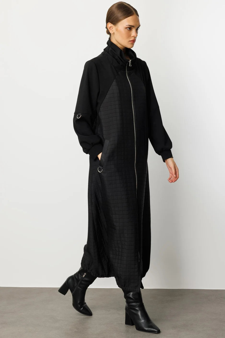 Micca Kare Jakar Krep Doku Mix Astarlı Mevsimlik Spor Trench