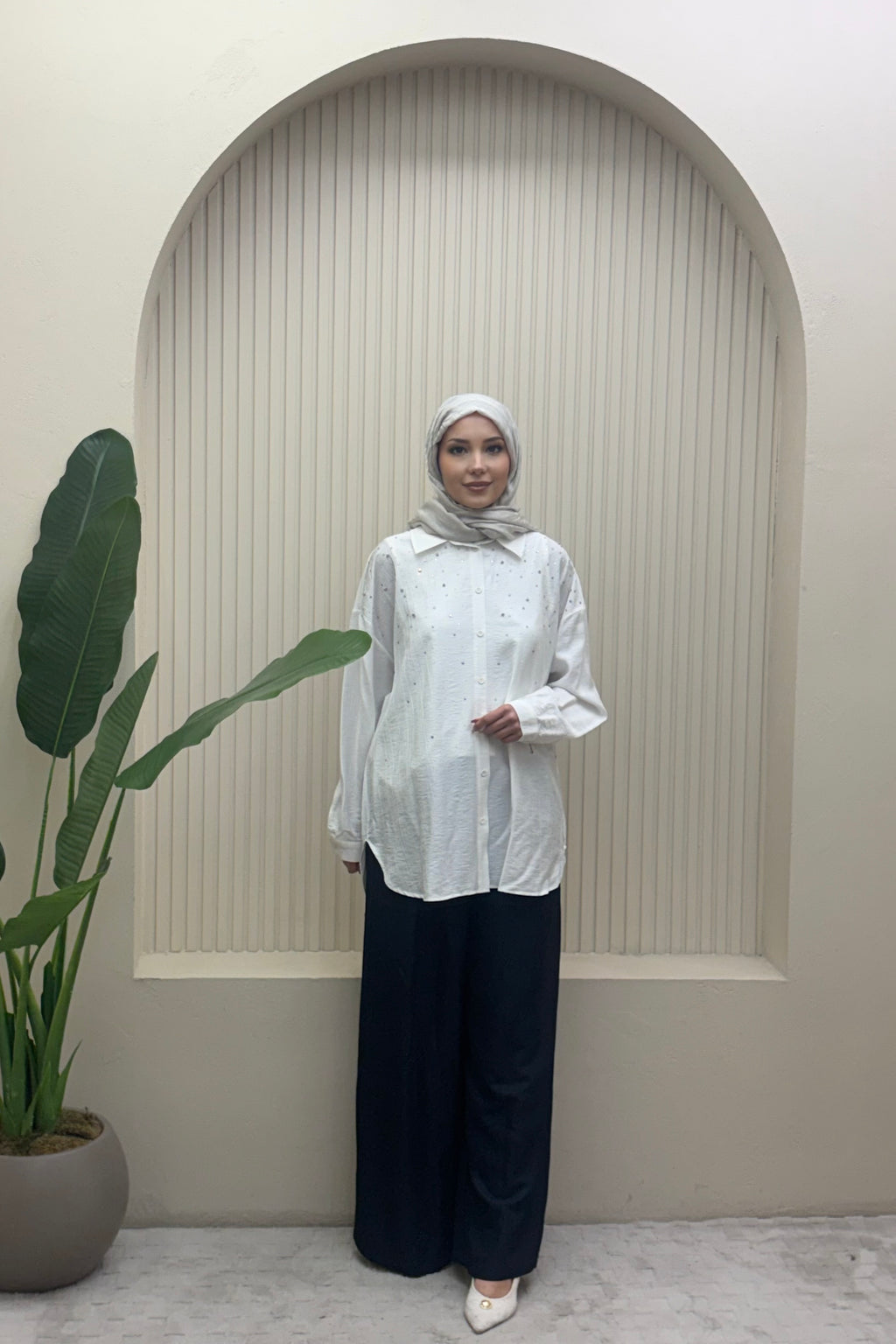 Taşlı Oversize Gömlek