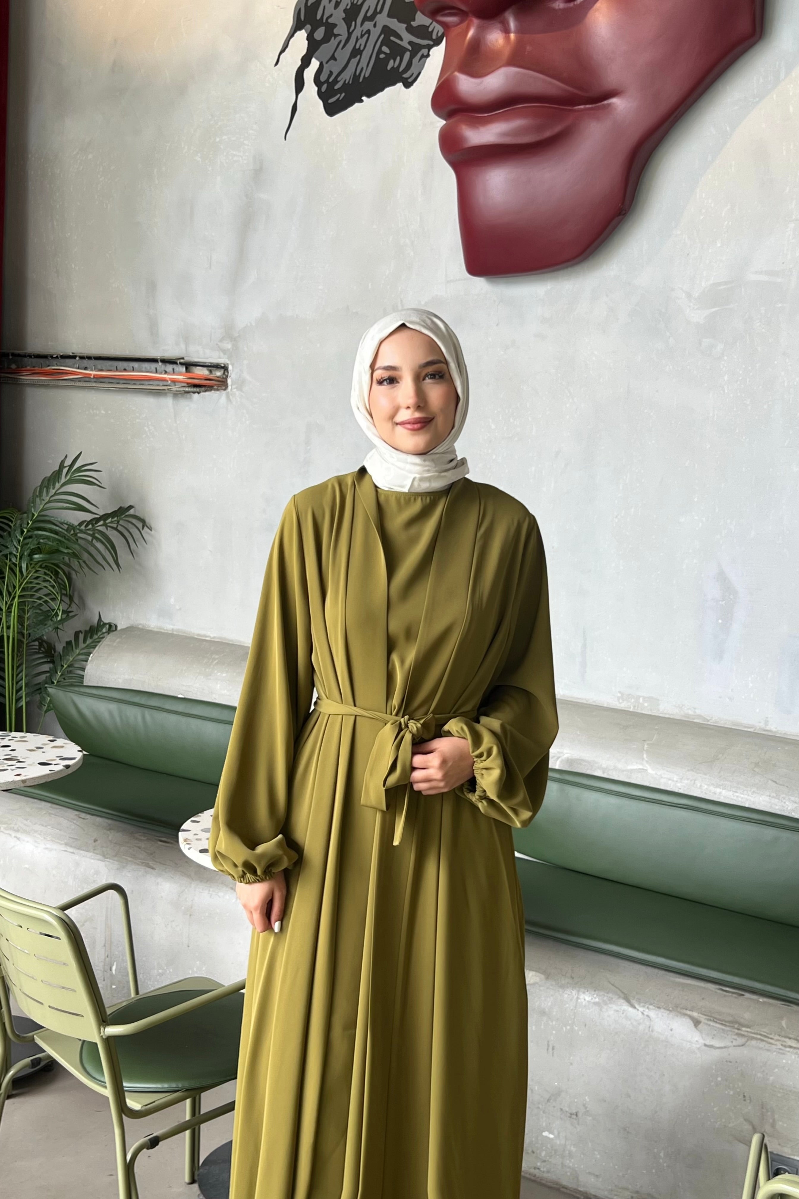 İkili Özel Dökümlü Abaya Takım