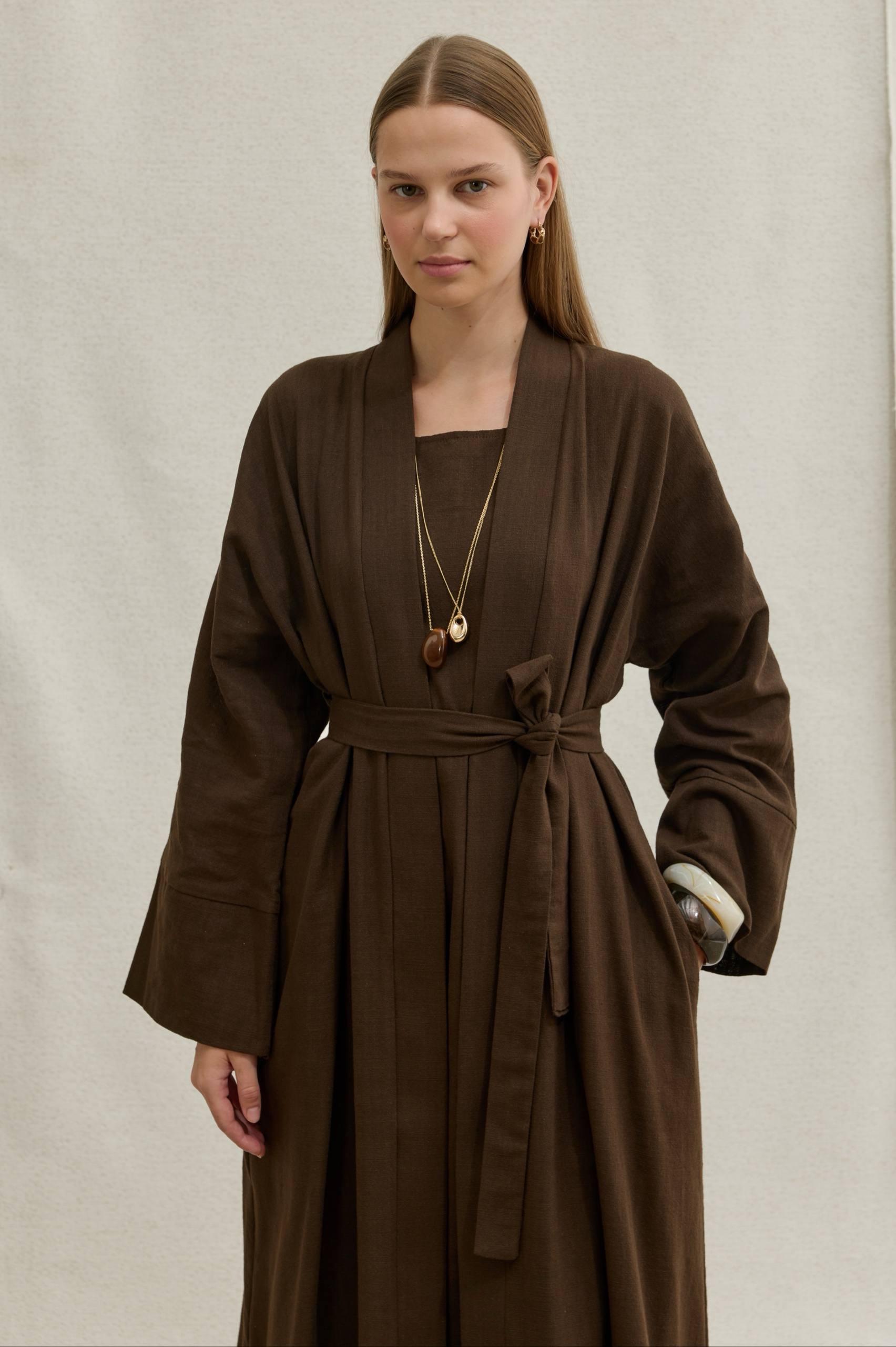 Soft Cotton Keten İkili Takım Abaya