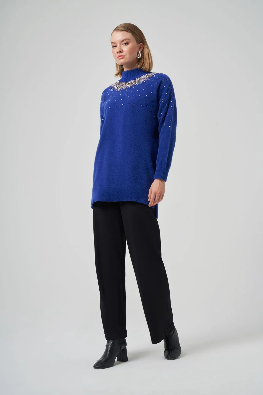 Nuss 7003 Taş Detaylı Angora Kazak