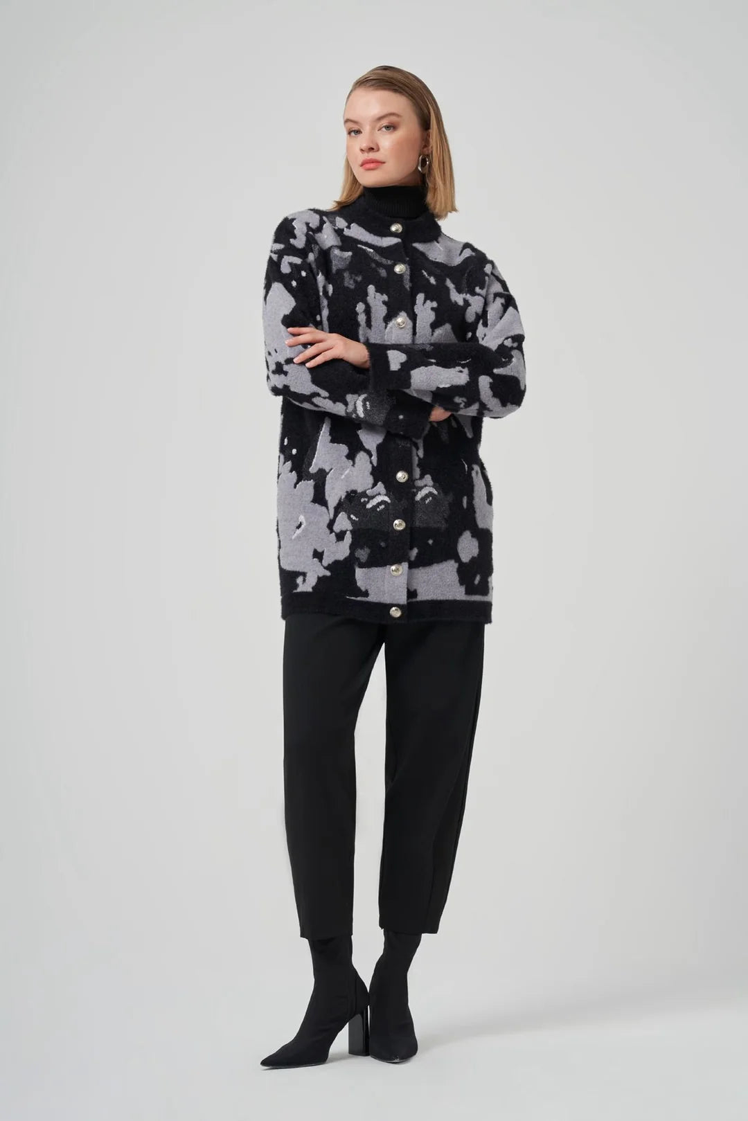 Nuss 7006 Angora Desenli Hırka