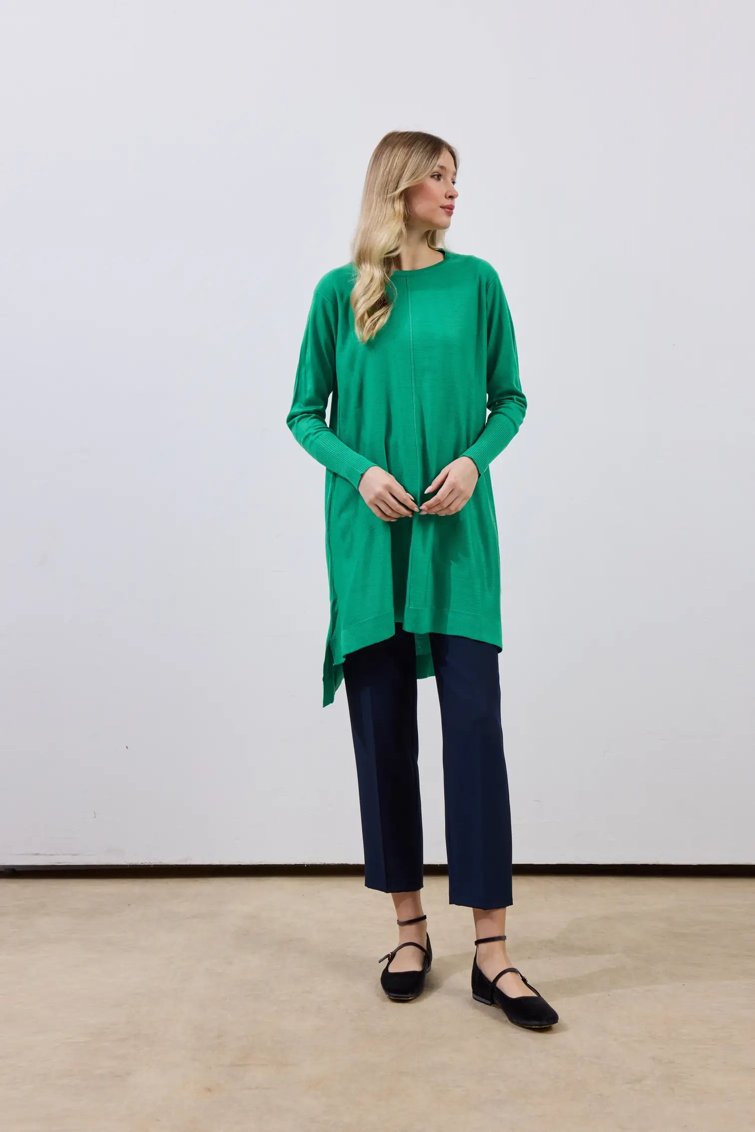 Ortadan Dikişli Merserize Tunik