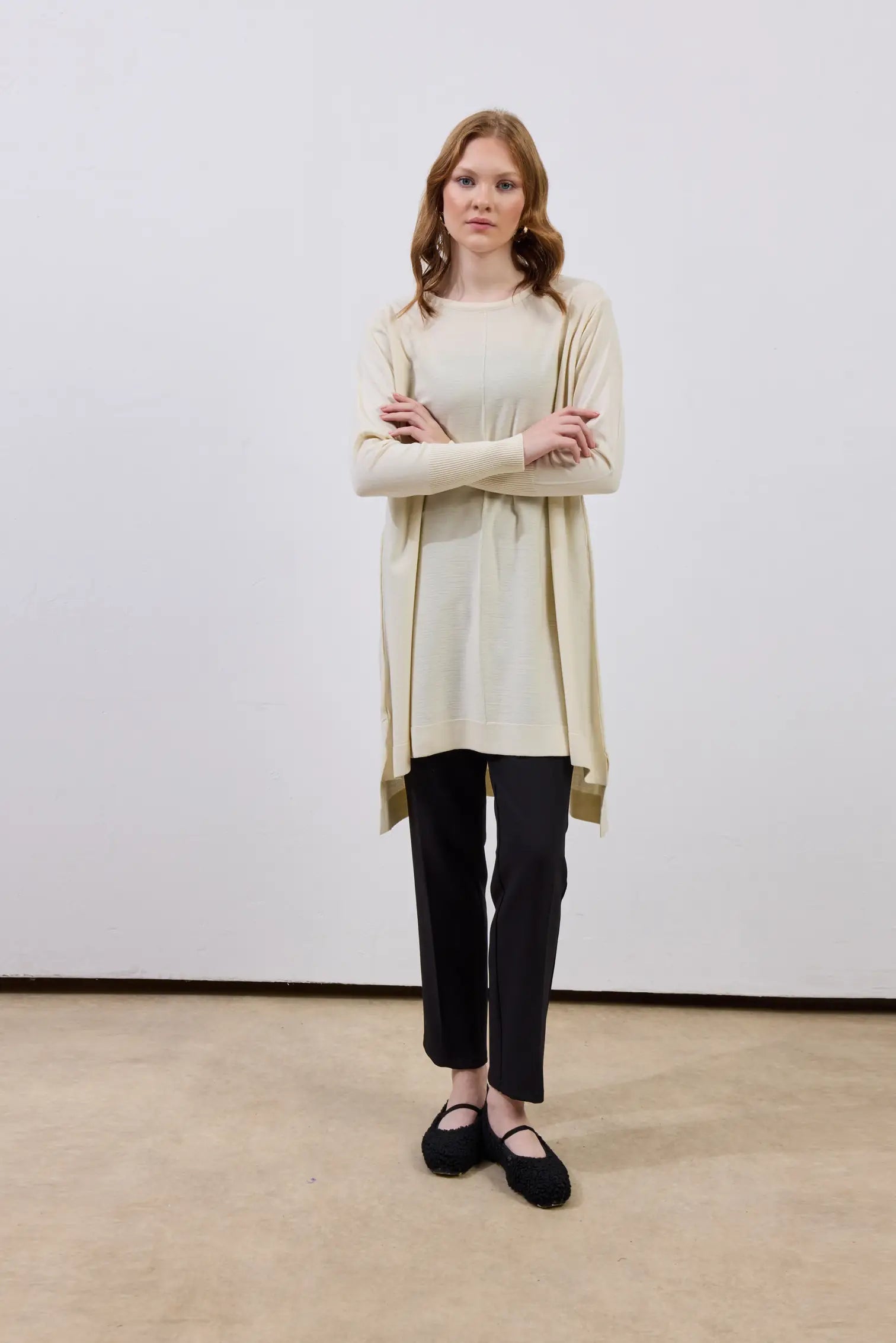 Ortadan Dikişli Merserize Tunik