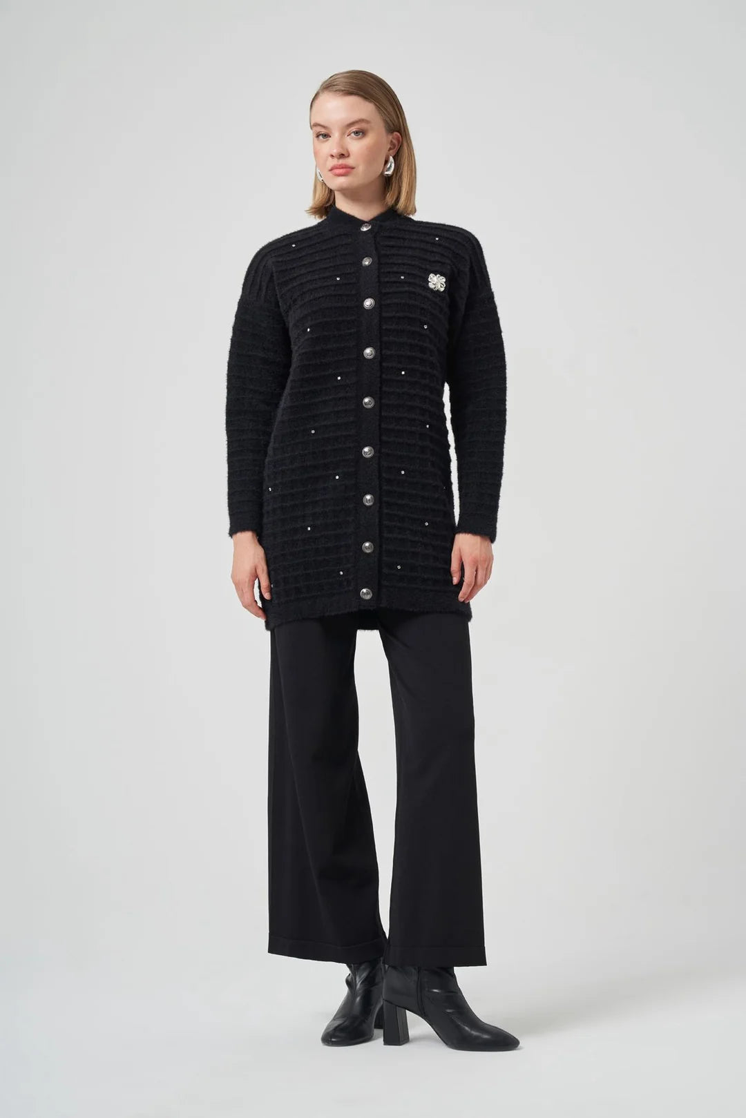 Nuss 7010 Serpme Taş İşlemeli Hırka