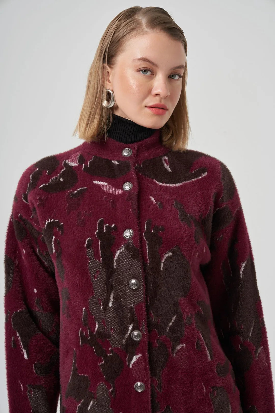 Nuss 7006 Angora Desenli Hırka