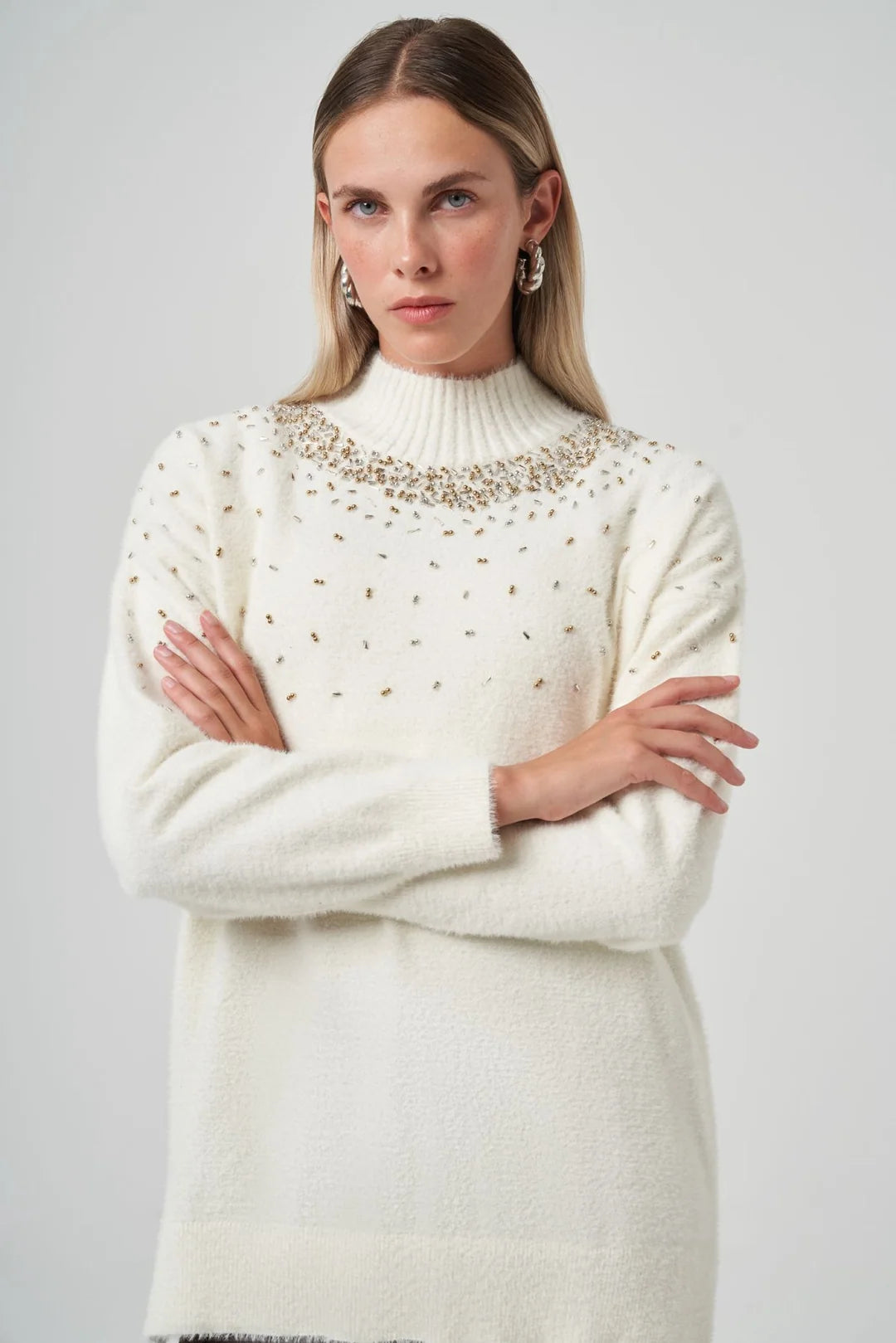 Nuss 7003 Taş Detaylı Angora Kazak