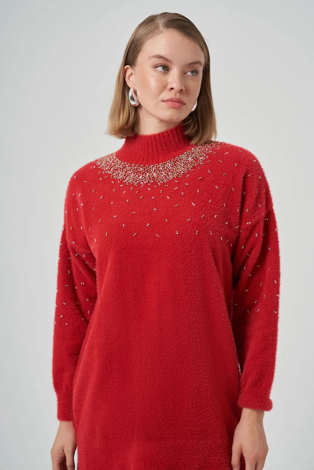 Nuss 7003 Taş Detaylı Angora Kazak