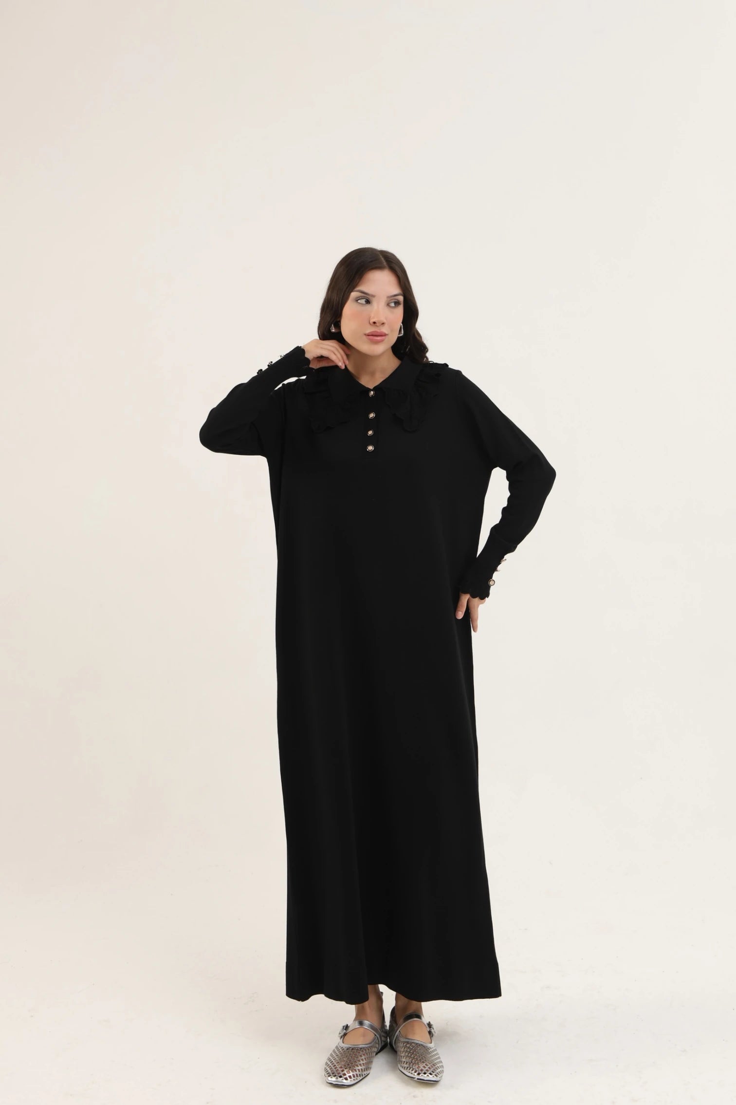 Dantel Yaka Merserize Elbise