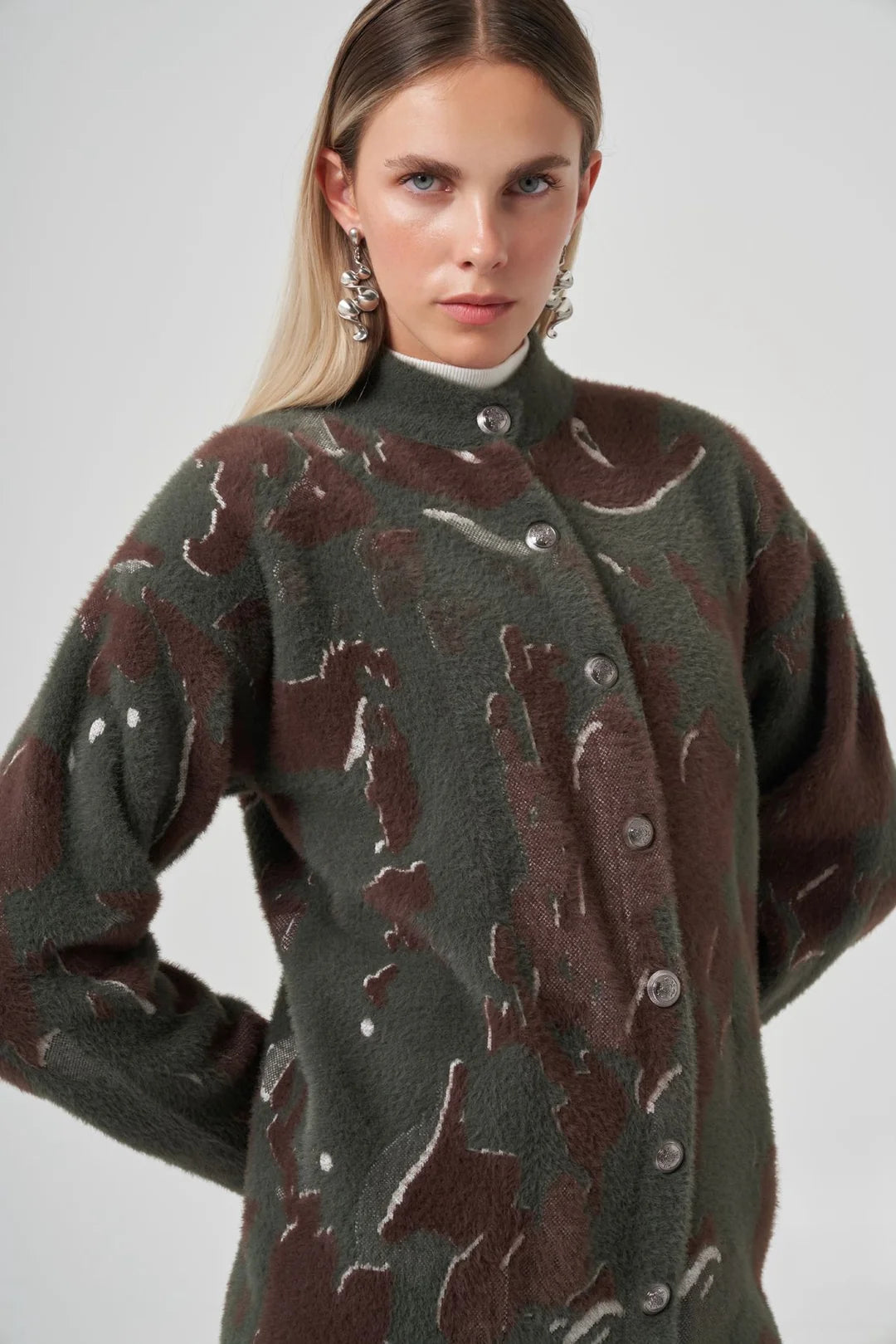 Nuss 7006 Angora Desenli Hırka