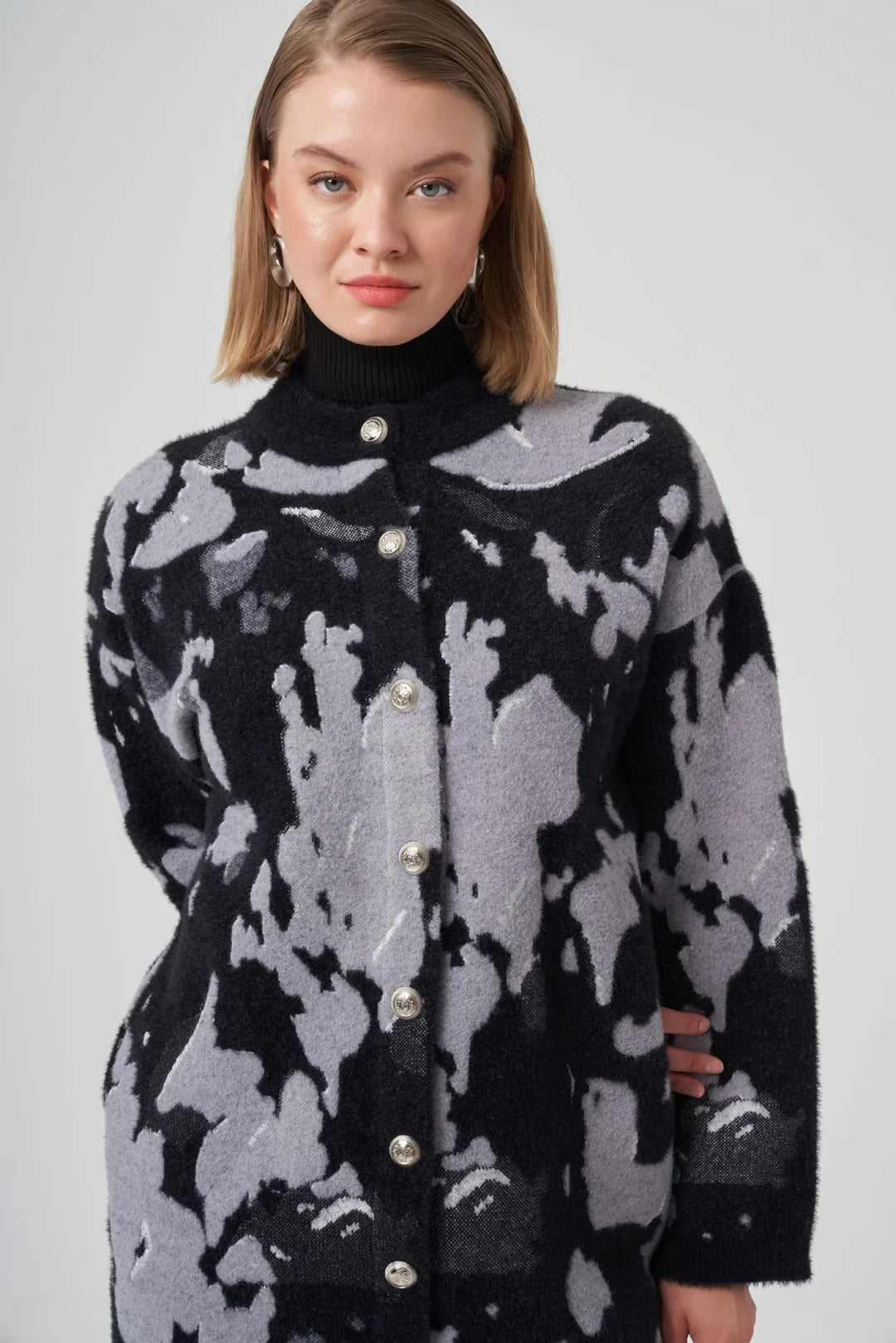 Nuss 7006 Angora Desenli Hırka