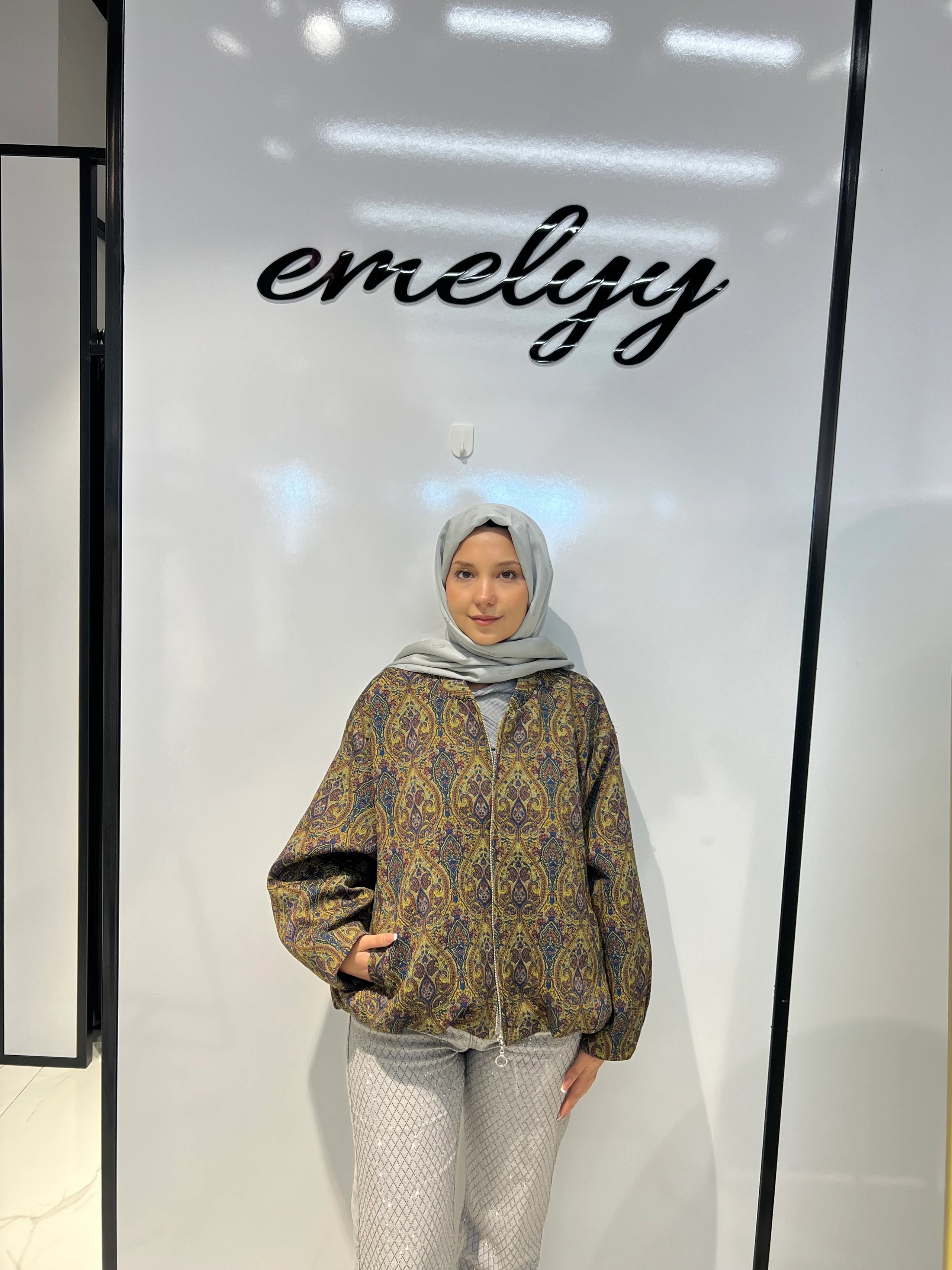 Etnik Desen Bomber Ceket