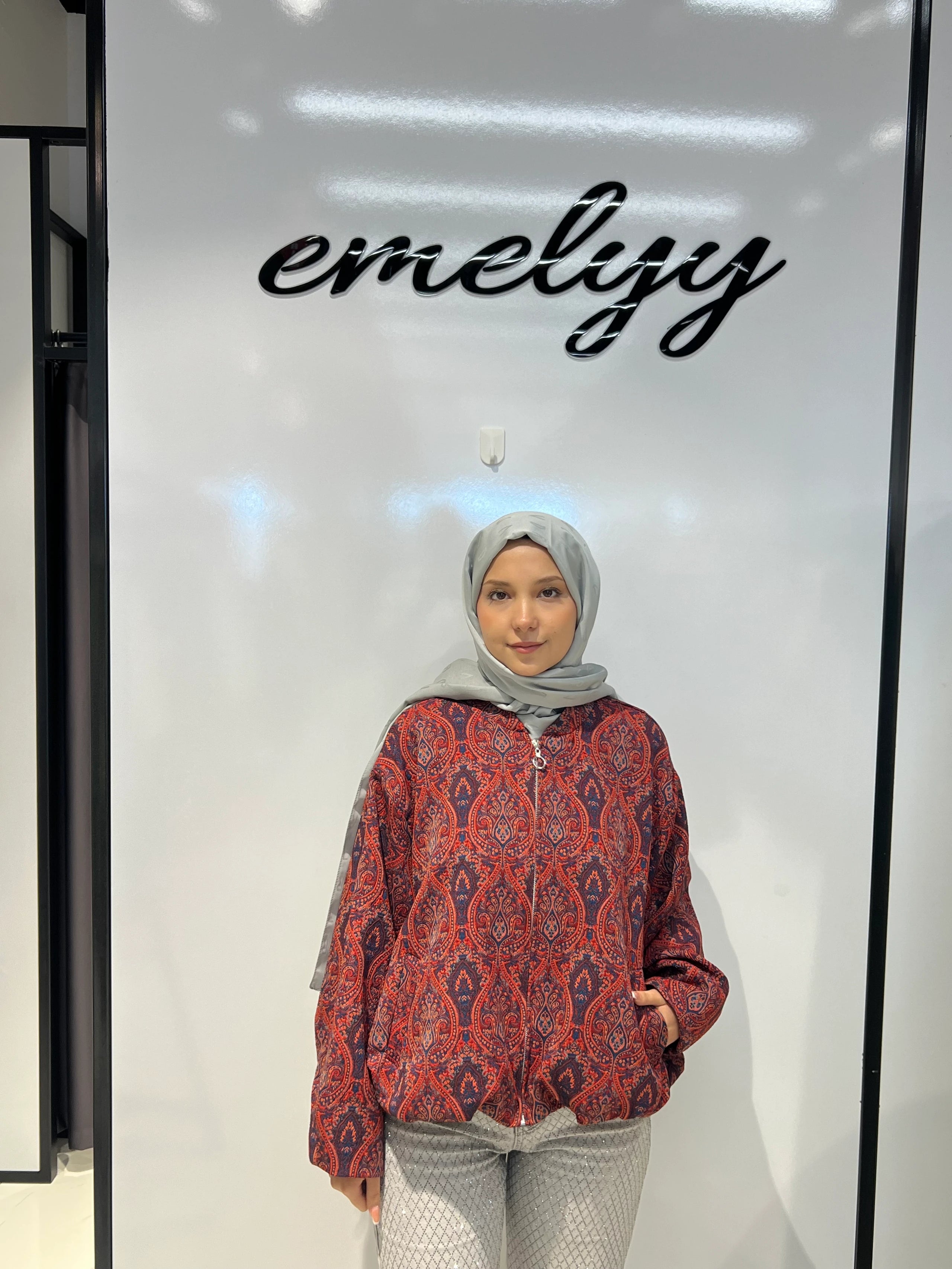 Etnik Desen Bomber Ceket