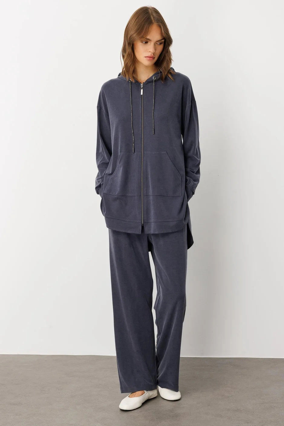 Micca Soft Örme (miccell %55 doğal içerik) Elişi Detaylı Pantalon Kombin Takım