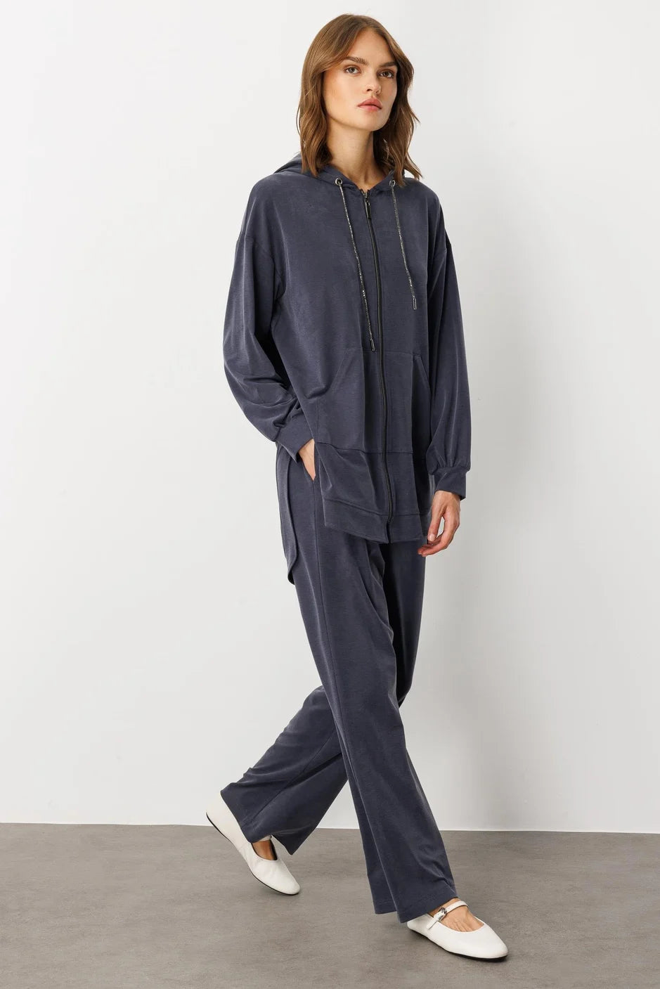 Micca Soft Örme (miccell %55 doğal içerik) Elişi Detaylı Pantalon Kombin Takım