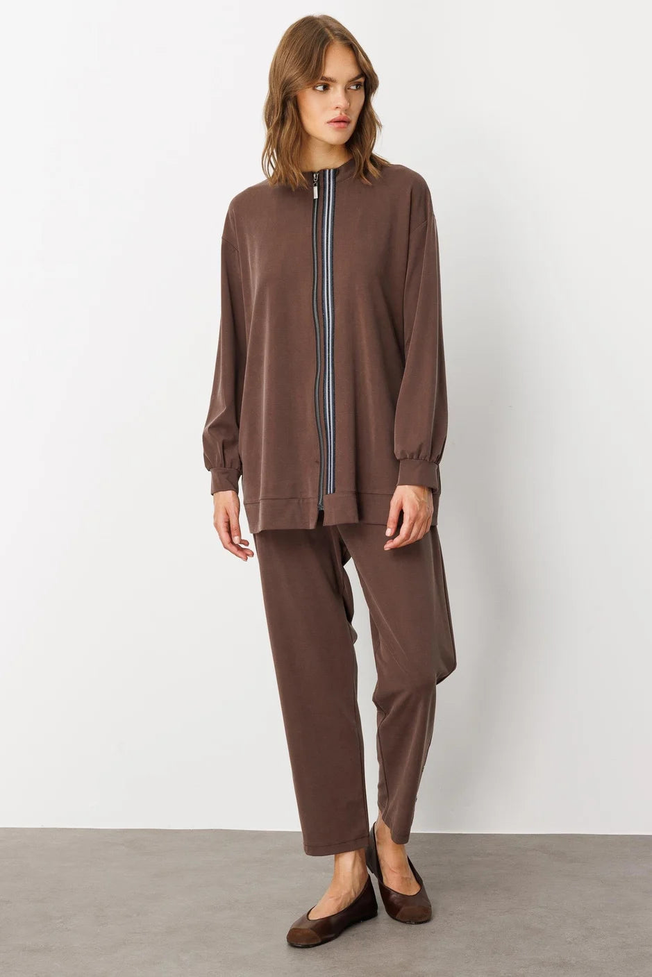 Micca Soft Örme Miccell (%55 doğal) İçerik Dokuma Ön Garni Pantalon Takım