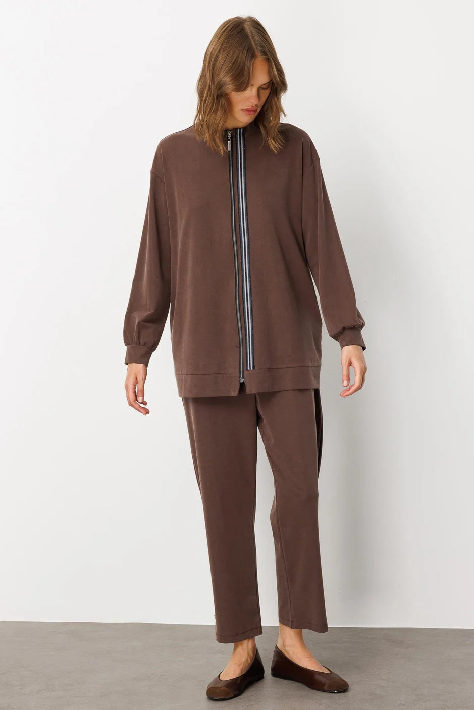 Micca Soft Örme Miccell (%55 doğal) İçerik Dokuma Ön Garni Pantalon Takım