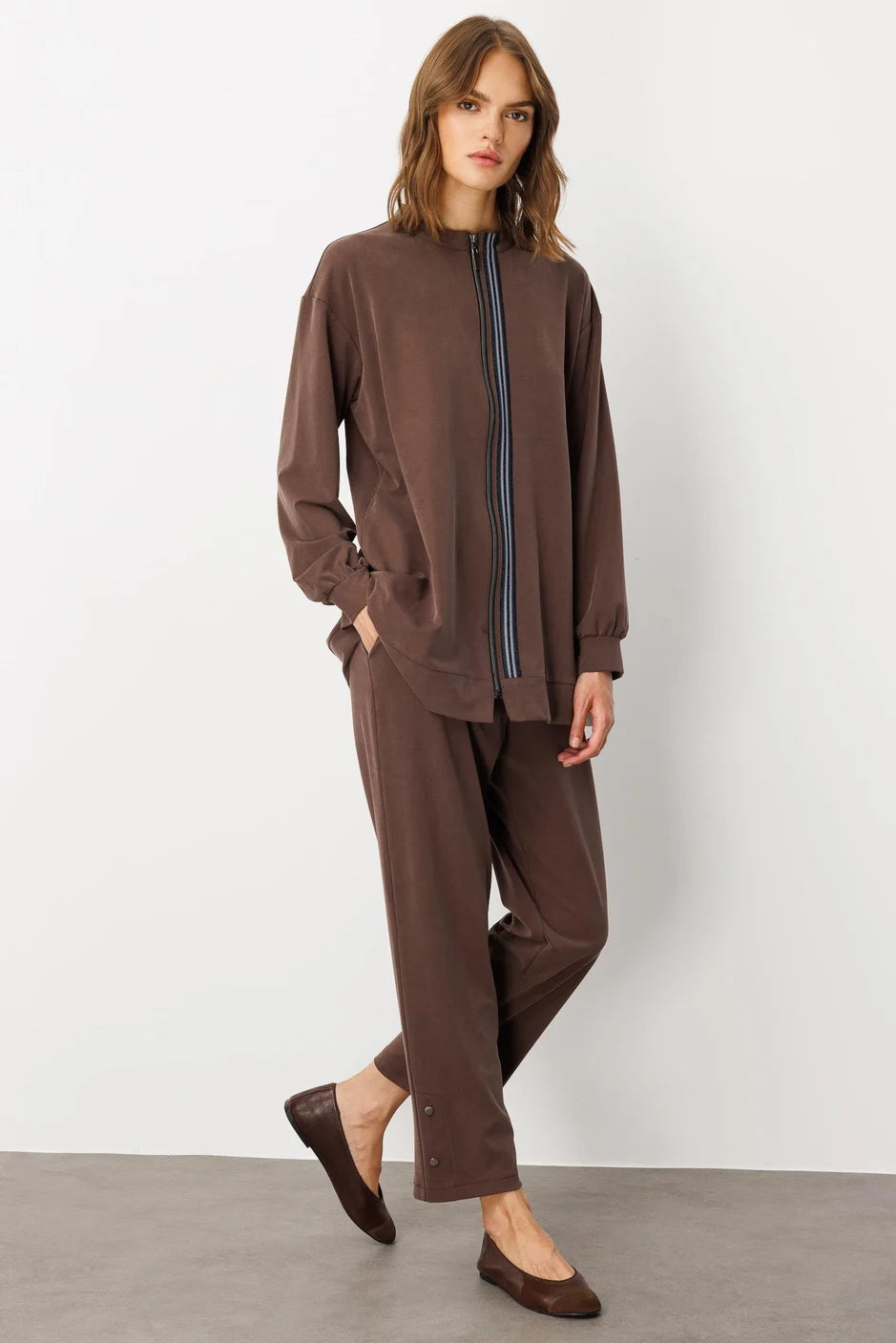 Micca Soft Örme Miccell (%55 doğal) İçerik Dokuma Ön Garni Pantalon Takım