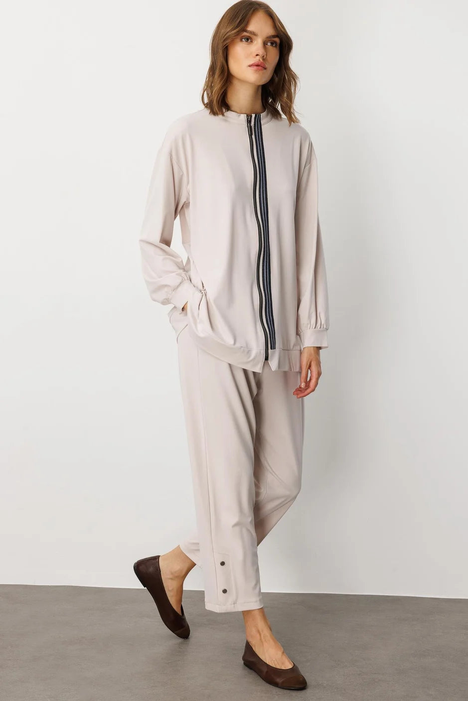 Micca Soft Örme Miccell (%55 doğal) İçerik Dokuma Ön Garni Pantalon Takım