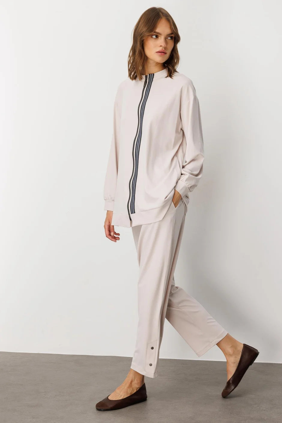 Micca Soft Örme Miccell (%55 doğal) İçerik Dokuma Ön Garni Pantalon Takım