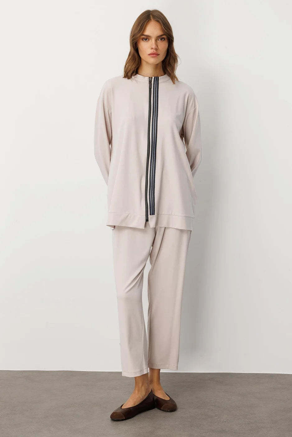 Micca Soft Örme Miccell (%55 doğal) İçerik Dokuma Ön Garni Pantalon Takım