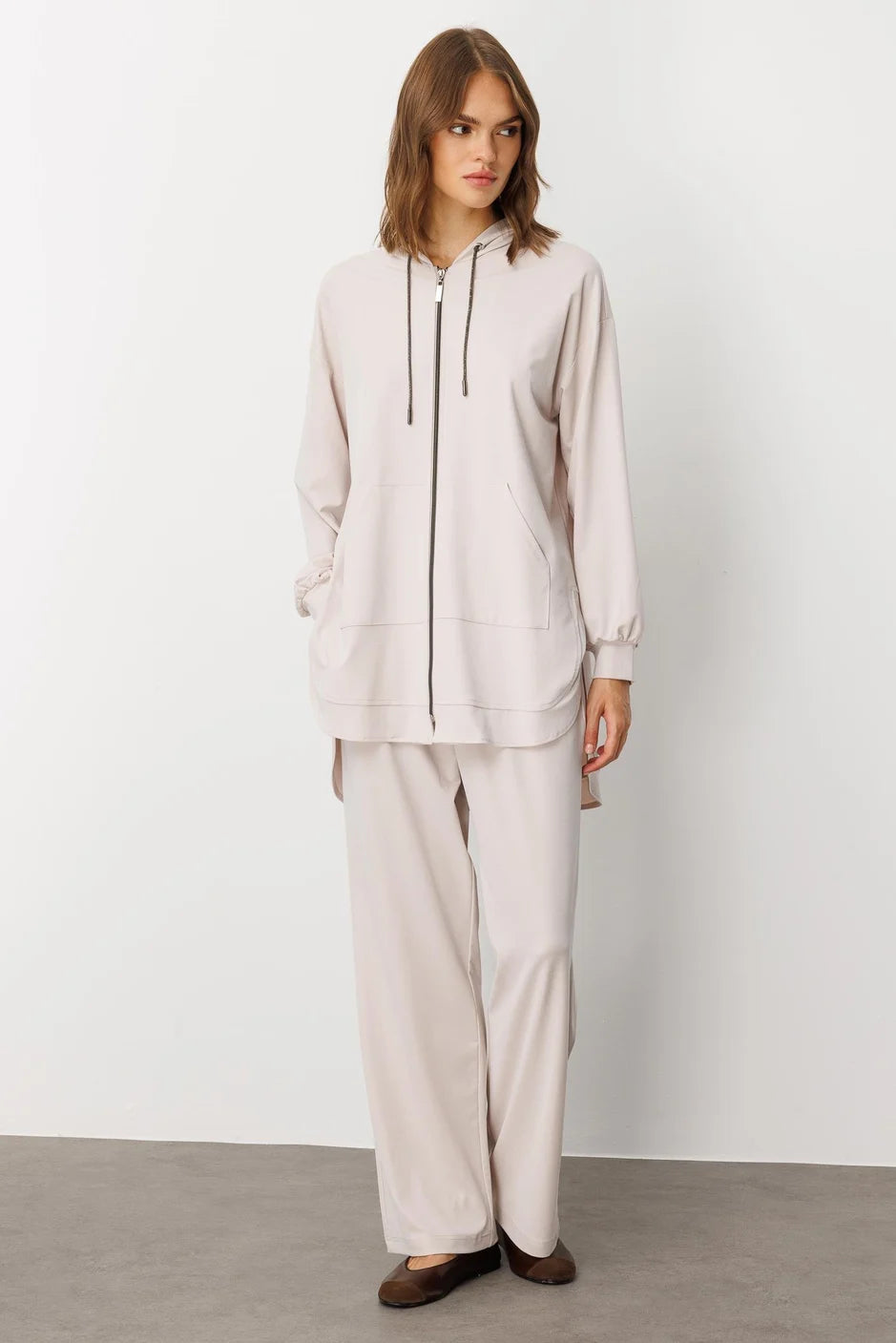 Micca Soft Örme (miccell %55 doğal içerik) Elişi Detaylı Pantalon Kombin Takım