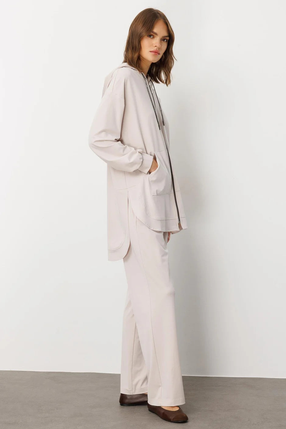 Micca Soft Örme (miccell %55 doğal içerik) Elişi Detaylı Pantalon Kombin Takım