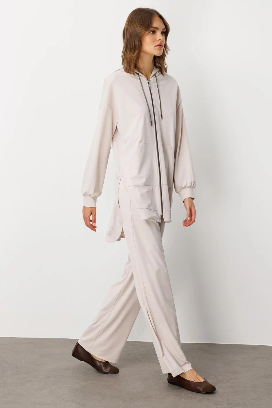 Micca Soft Örme (miccell %55 doğal içerik) Elişi Detaylı Pantalon Kombin Takım