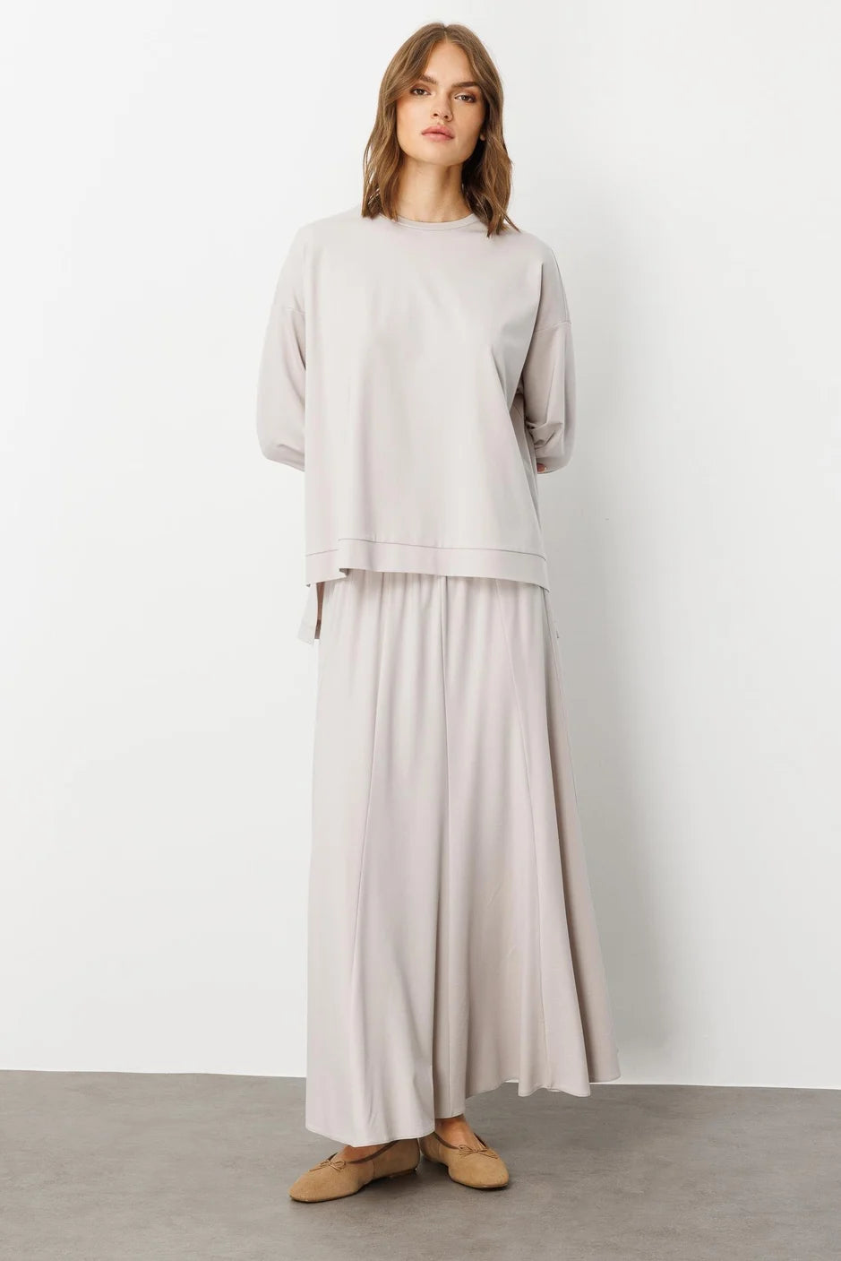 Micca Mybch Örme Ekstra Dökümlü Yumuşak Dokulu Parçalı Etek Kombinli Zamansız Takım